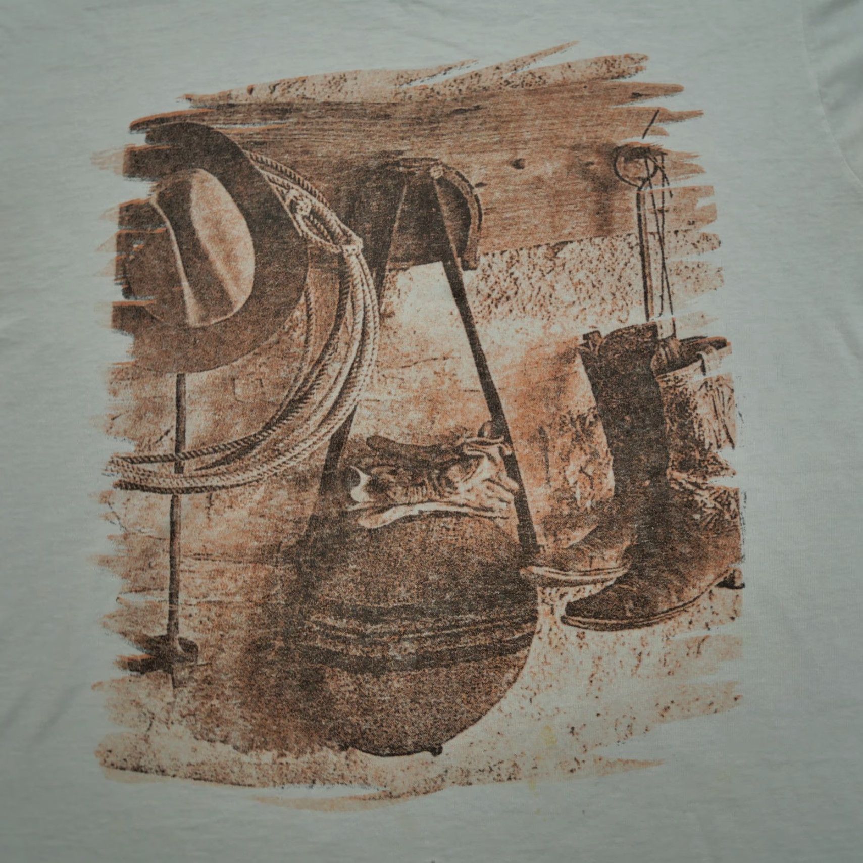 Fruit Of The Loom VINTAGE Cowboy T Shirt Mens Large White Western Lasso Boots Art Picture 90s Fruit of the Loom Shirt Size US L / EU 52-54 / 3 - 2 Thumbnail