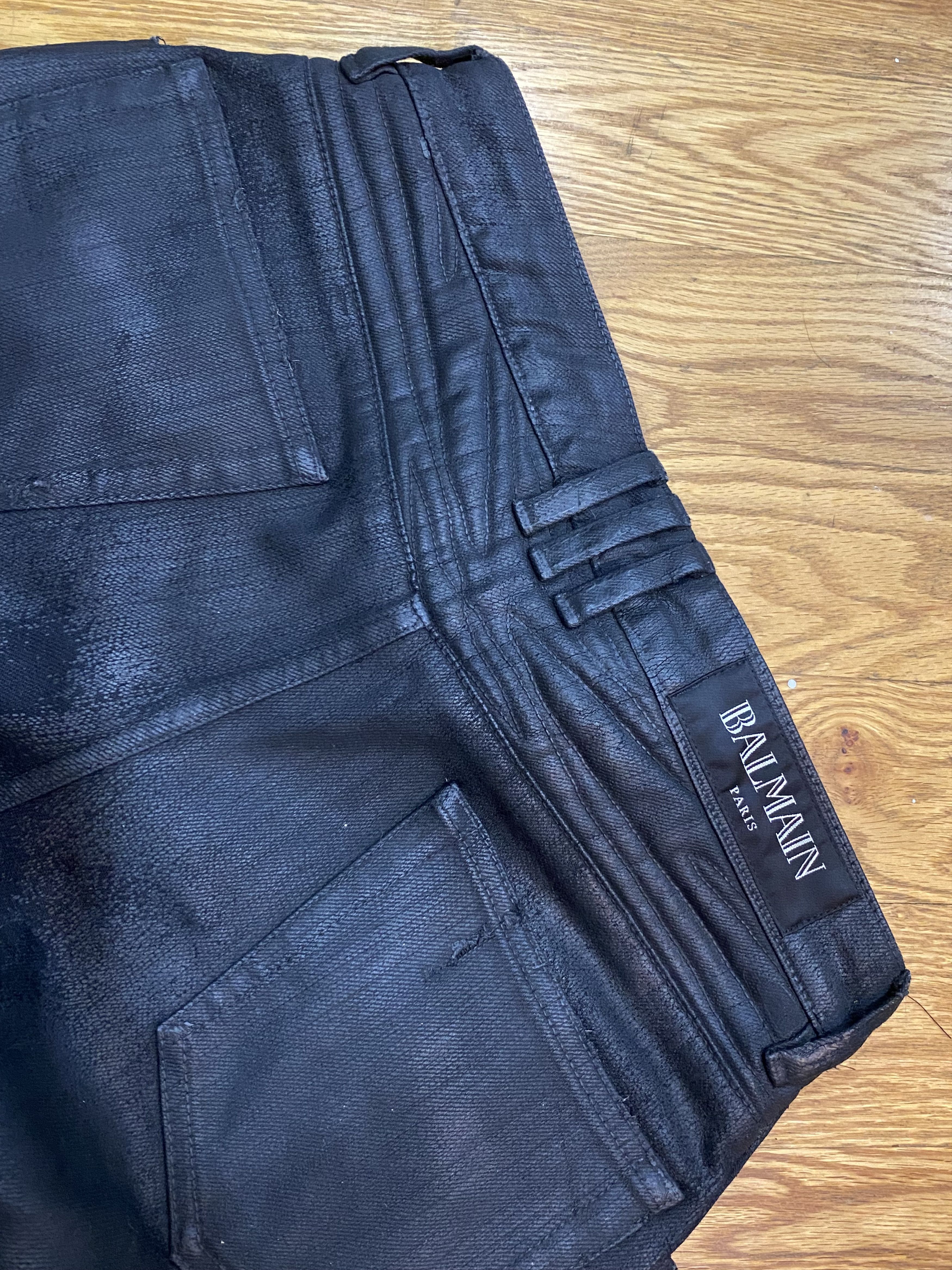 Balmain Balmain HEAVY WAXED Tiger Camo Padding/Ribbing Biker Jeans Size US 30 / EU 46 - 9 Thumbnail