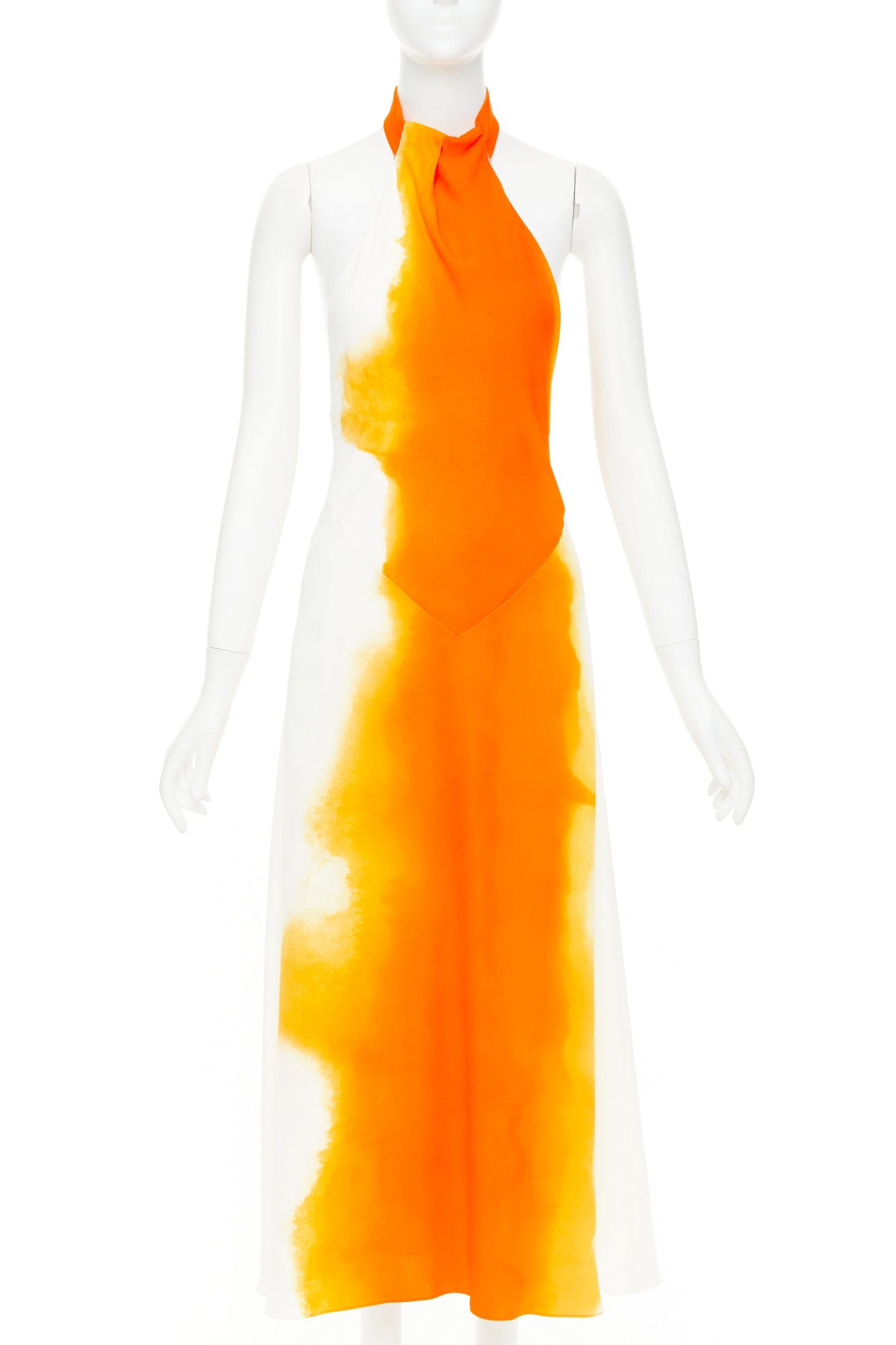 Salvatore Ferragamo FERRAGAMO Maximilian Davis 2023 Runway orange sunset silk halter dress IT38 XS Size XS / US 0-2 / IT 36-38 - 1 Thumbnail