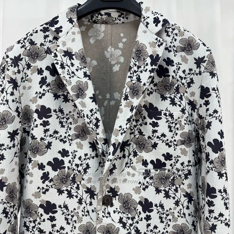 Hermes Hermes Double-sided broken flower cotton and linen blazer Size 46R - 6 Thumbnail