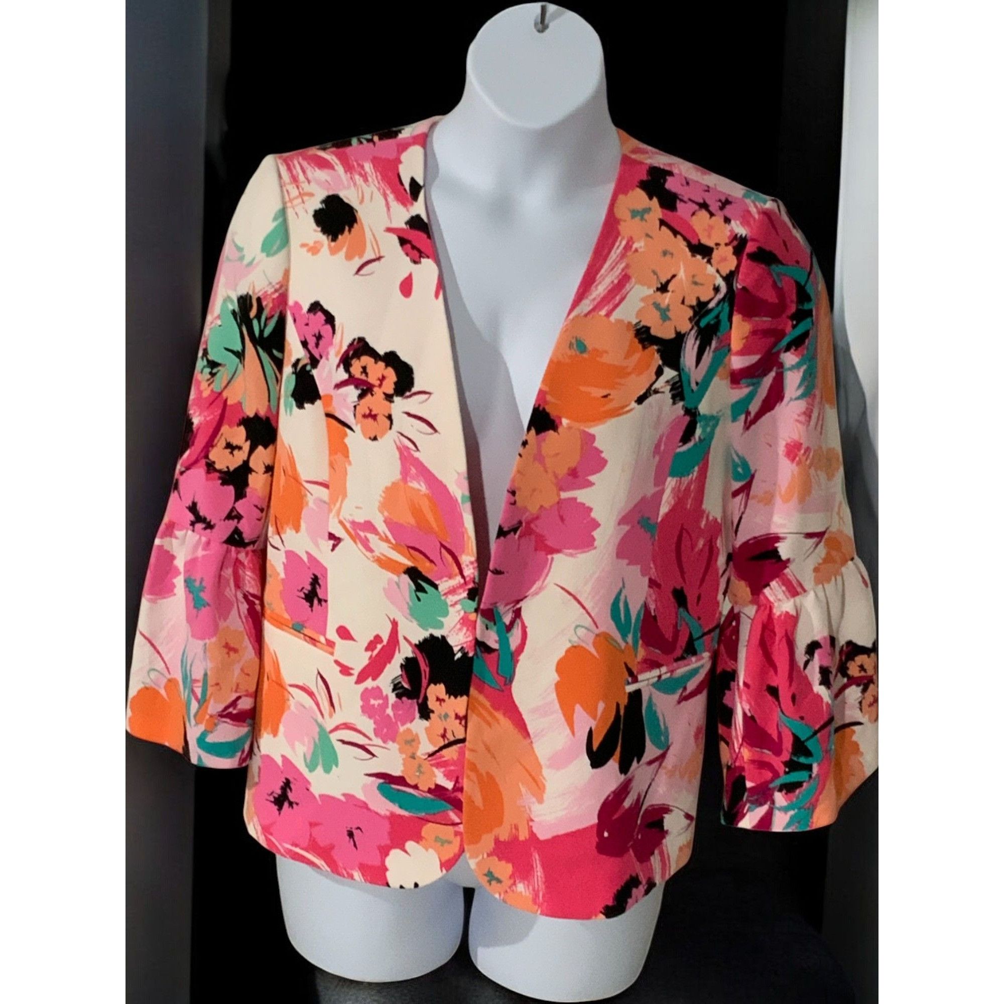 Nine West Nine West Womens Floral Bell Quarter Sleeve Blazer Size 12 Size XL / US 12-14 / IT 48-50 - 11 Thumbnail