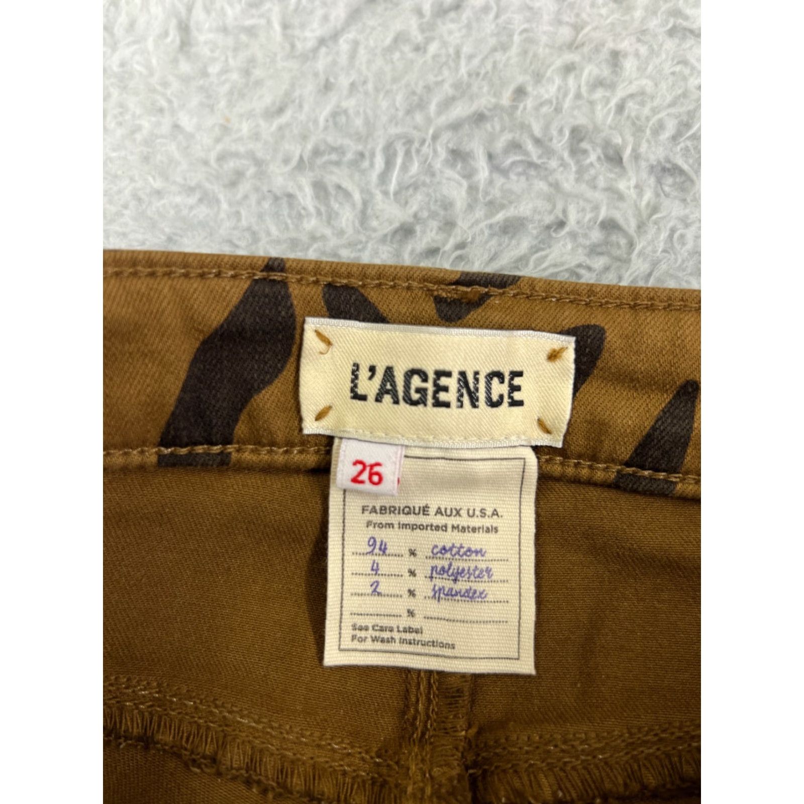 L'AGENCE L'AGENCE Jeans Womens 26 Brown Animal Print Distressed Skinny Stretch High Rise 5-Pocket Denim Size 26" / US 2 / IT 38 - 6 Thumbnail