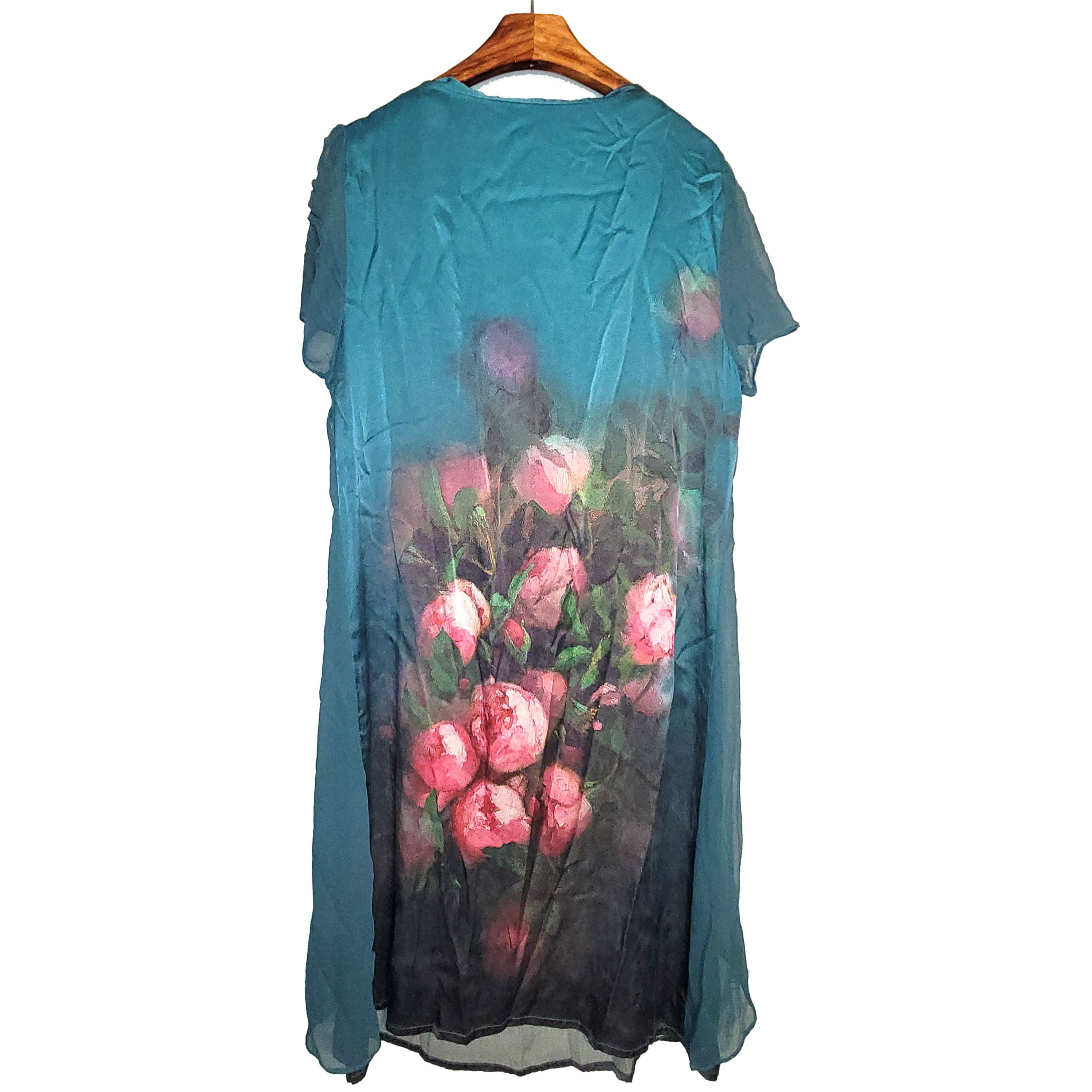 Other Women's Silk Faux Cape Satin Dress Short Sleeve SAC307 Size S / US 4 / IT 40 - 2 Thumbnail