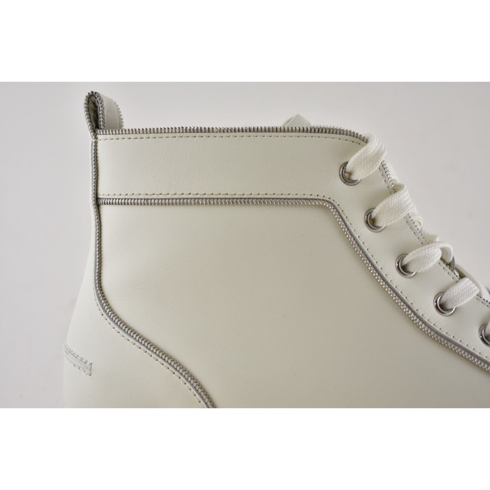 Christian Louboutin Mens Louis Z Flat White Zipper High Top Sneakers 43.5 10.5 Size US 10.5 / EU 43-44 - 5 Thumbnail