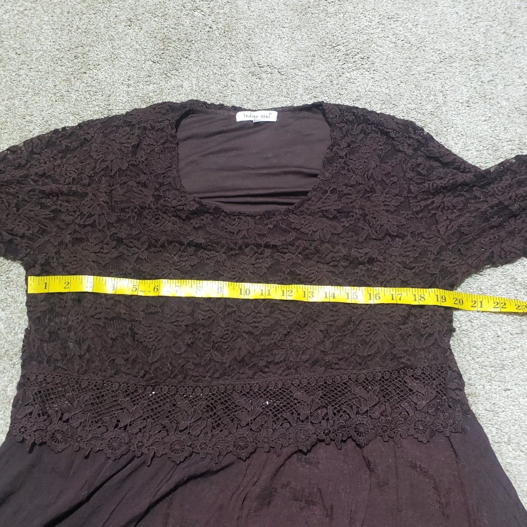 Vintage Indigo Shirt Bohemian Tunic Top Lace Half Sleeve Women L Brown Indigo Shirt Boho Lace Tunic Top Size L / US 10 / IT 46 - 4 Thumbnail