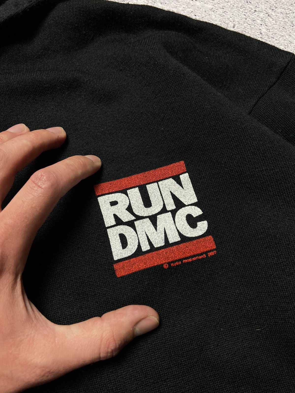 Rap Tees Vintage 80s RUN DMC Rap Hoodie Rare Hip Hop Y2K Style Gang Size US S / EU 44-46 / 1 - 4 Thumbnail