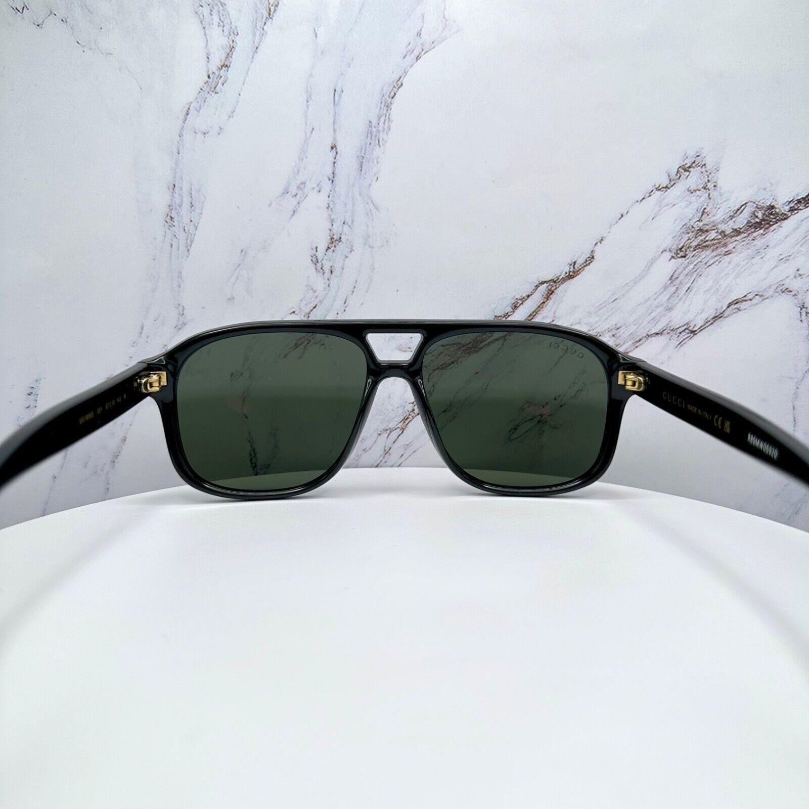 Gucci New GUCCI Sunglasses 2025 Release Black Aviator Gold Logo Size ONE SIZE - 18 Thumbnail