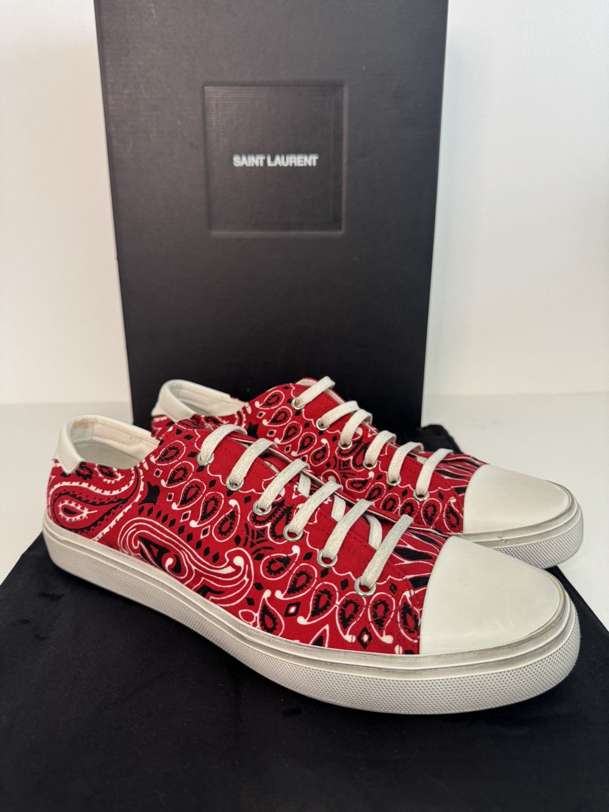 Saint Laurent Bandana Court Classic Sneakers Red White