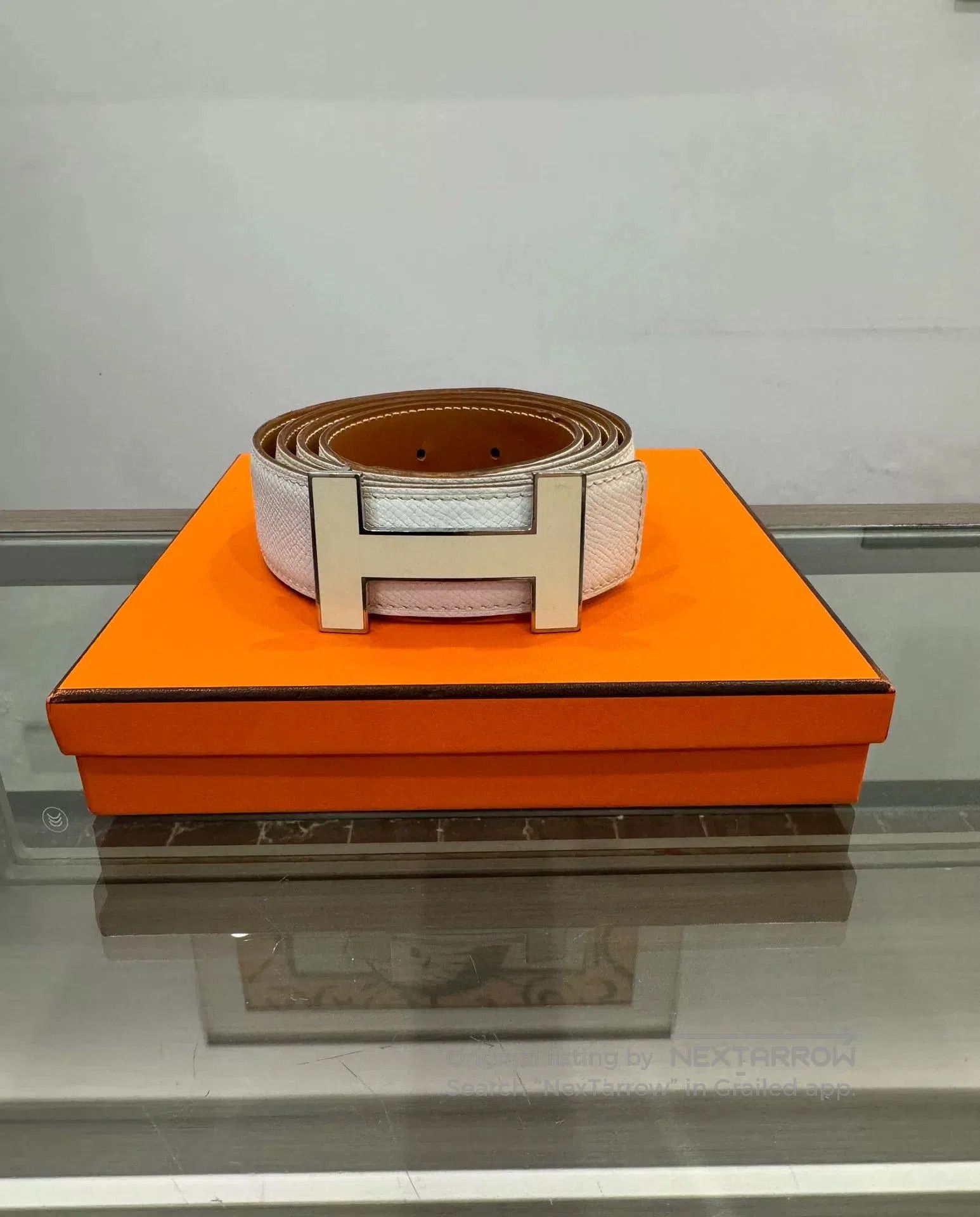 Hermes Hermes Men's White Brown H Buckle Belt. Size ONE SIZE - 1 Thumbnail
