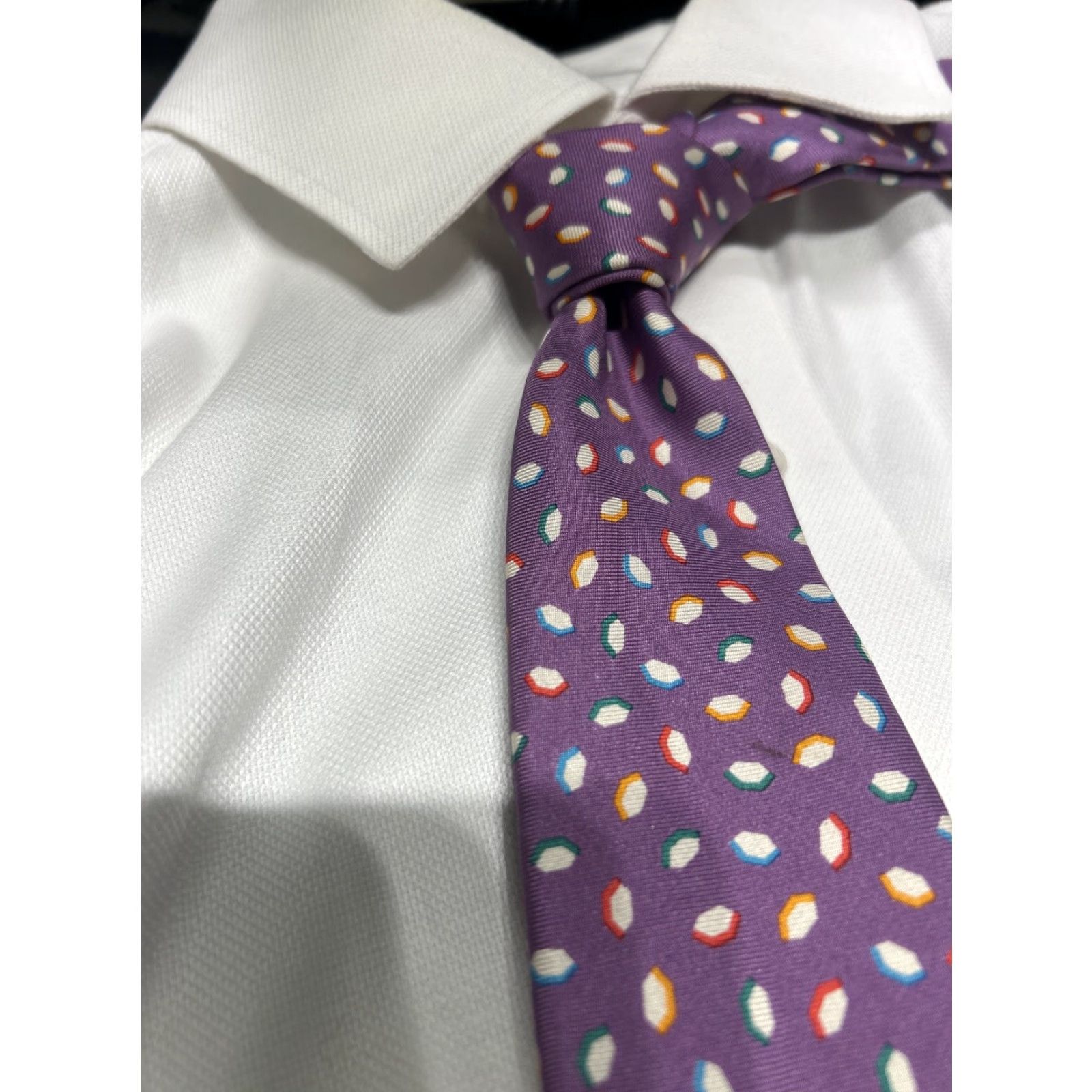 Vintage Alexander JuliAN Colours Purple Hand Made 100% SilkY2K Men’s VTG Neck Tie Shirt? Size ONE SIZE - 3 Thumbnail