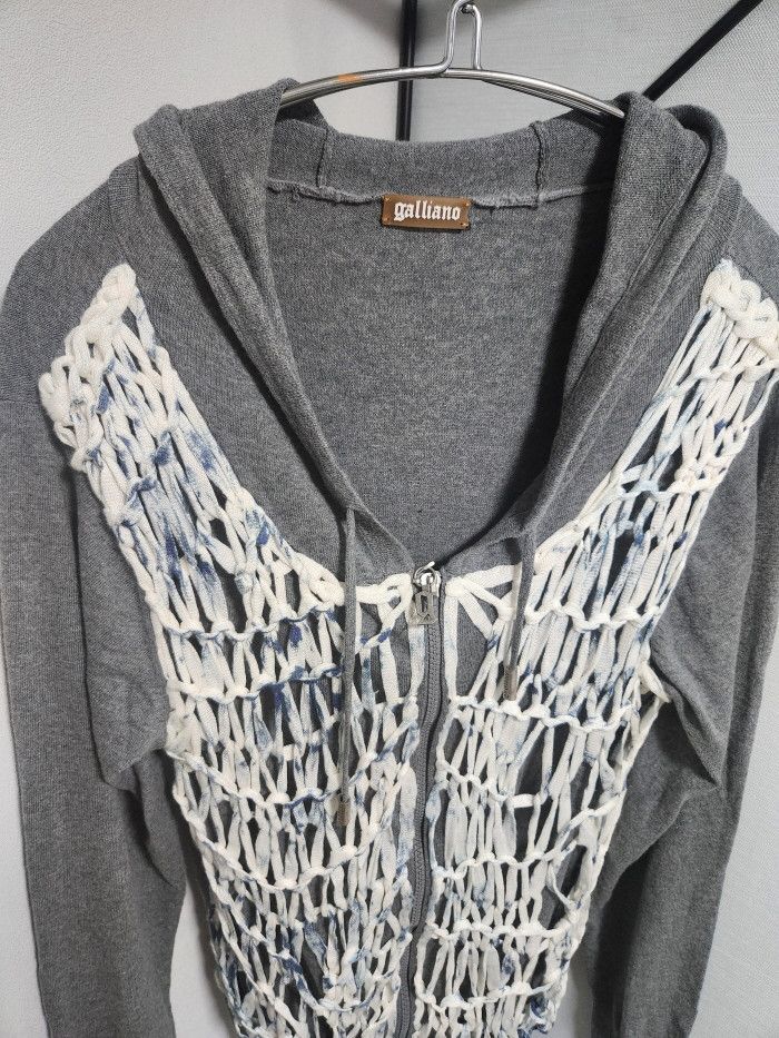 John Galliano john galliano netting 니트 후드집업 Size S / US 4 / IT 40 - 2 Thumbnail