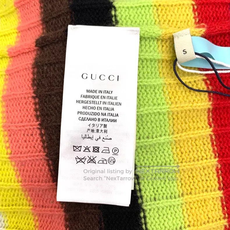 Gucci Gucci Colourful striped cashmere V-neck single-breasted lo Size S / US 4 / IT 40 - 7 Thumbnail