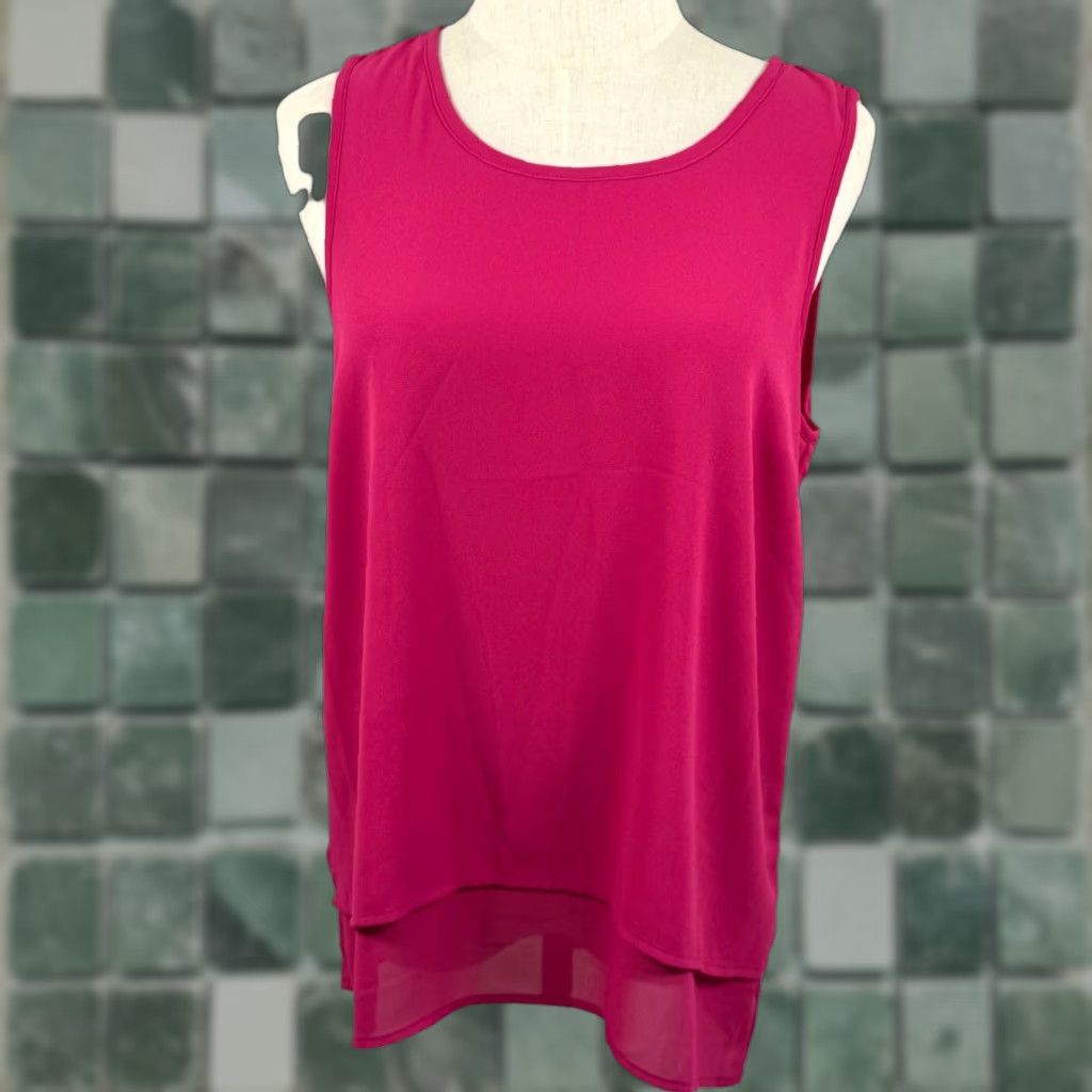 Vintage Michael Kors Tank Top Womens M Pink Magenta Split Back Layered Sleeveless Crew Neck Size M / US 6-8 / IT 42-44 - 1 Thumbnail