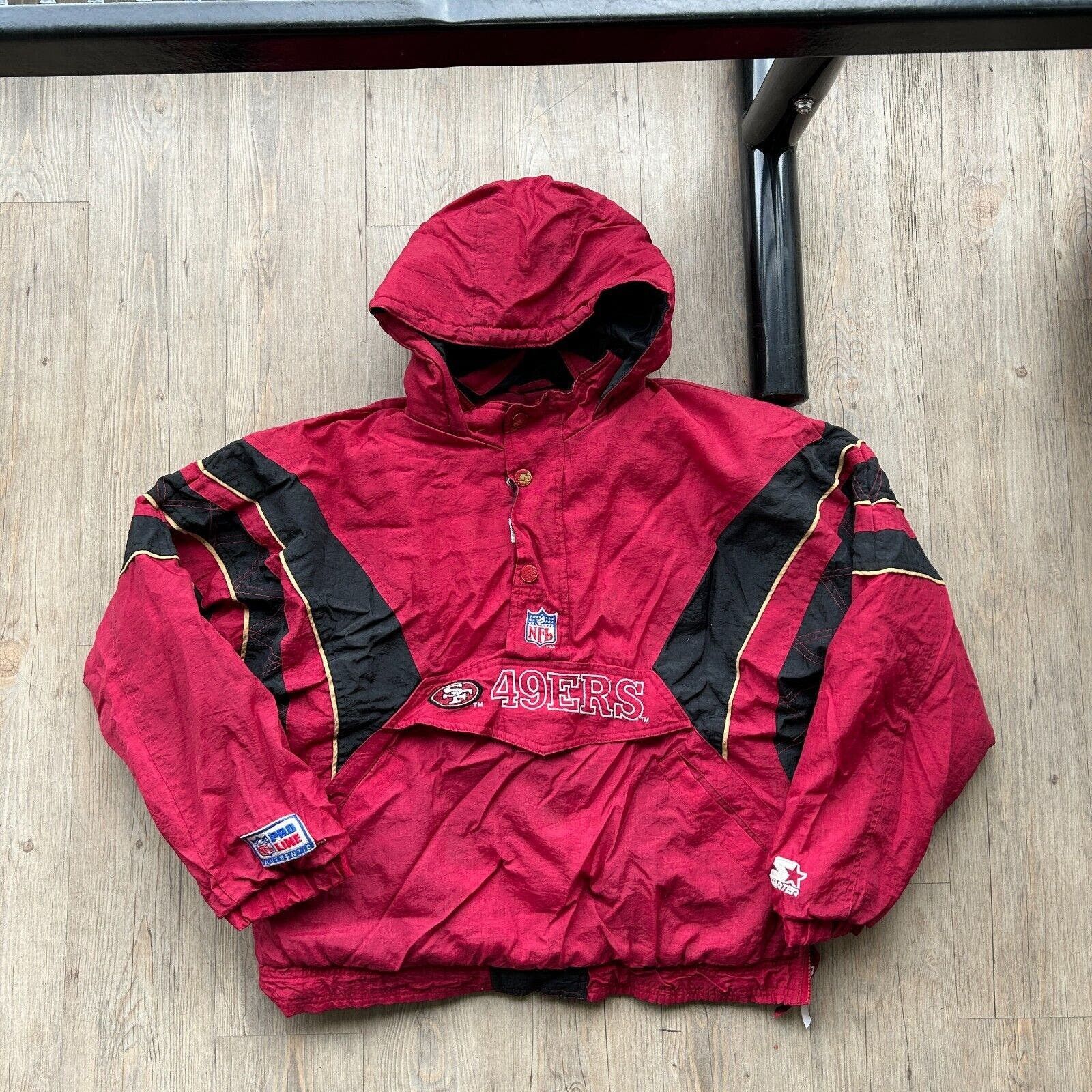 image of Vintage 90S| San Fransisco 49Ers Nfl Football Starter Jacket in Red, Men's (Size Small)