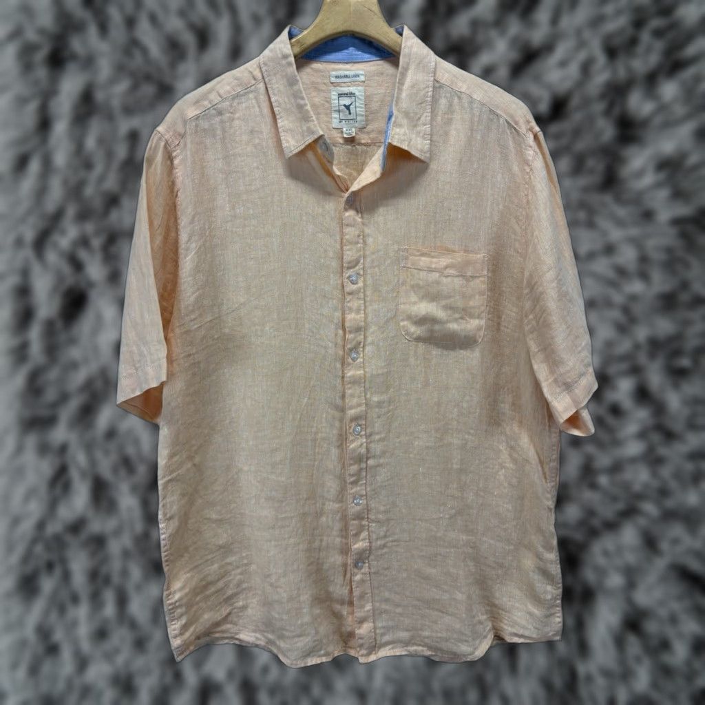 Vintage Visitor Men's Linen Shirt 2XL Short Sleeve Orange Casual Beach Vacation Size US XXL / EU 58 / 5 - 1 Thumbnail