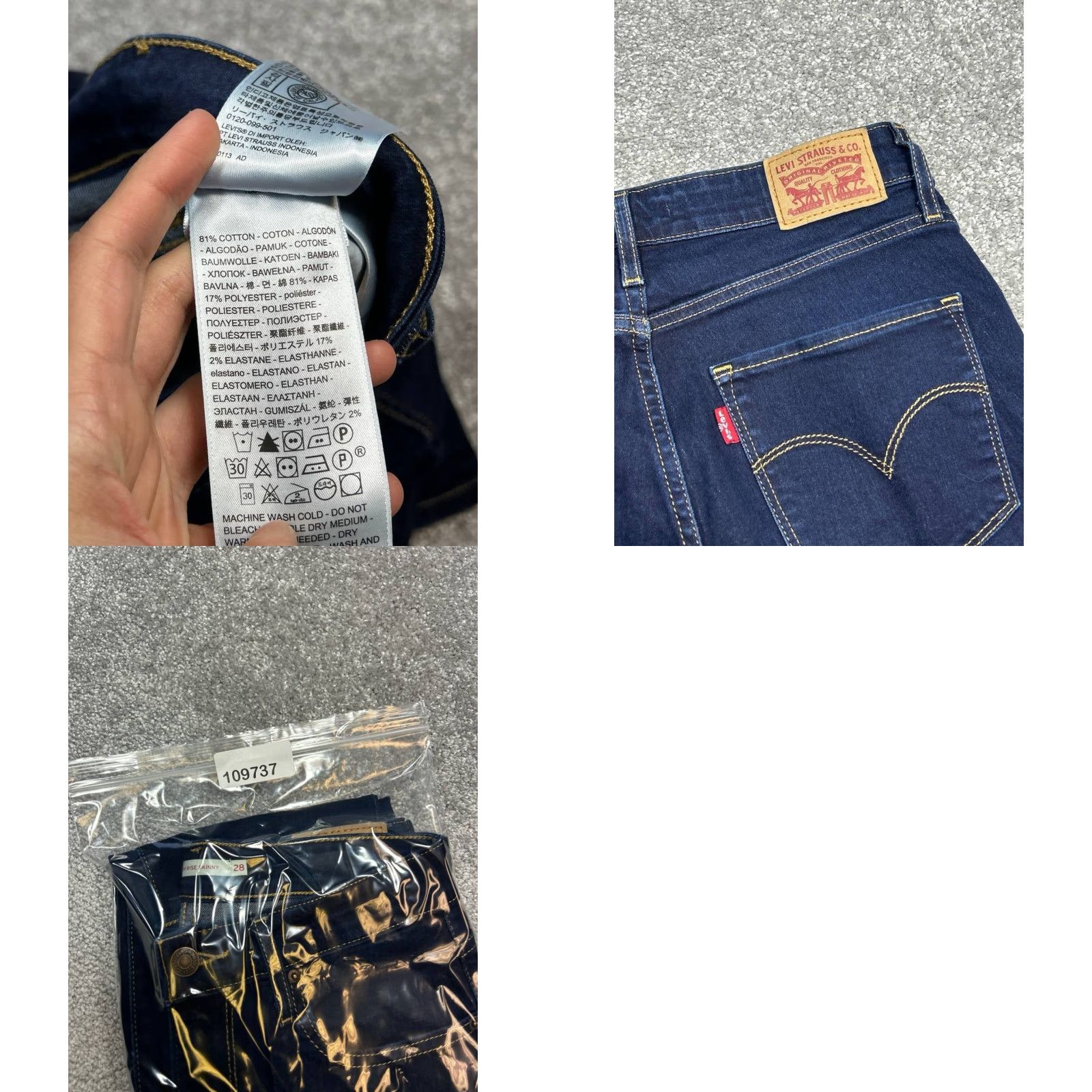 Levi's Levi's 721 Jeans Womens 28 Blue Denim Cotton Stretch High Rise Skinny Leg 28x29 Size 28" / US 6 / IT 42 - 8 Thumbnail