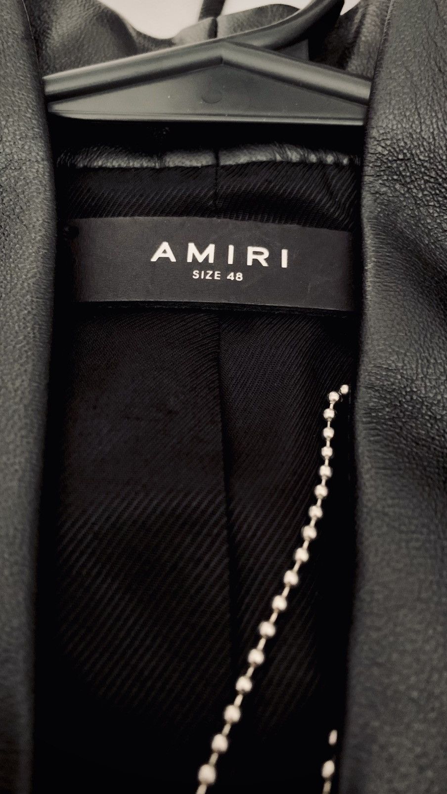 Amiri AMIRI Leather & Satin-Trimmed Wool-Twill Black Blazer, IT48 Size 48R - 10 Thumbnail