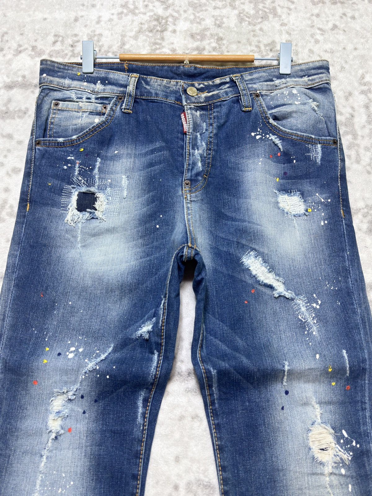 Dsquared2 DSQUARED2 Distressed Paint Splatter Denim Y2K Skinny Fit Size US 33 - 3 Thumbnail