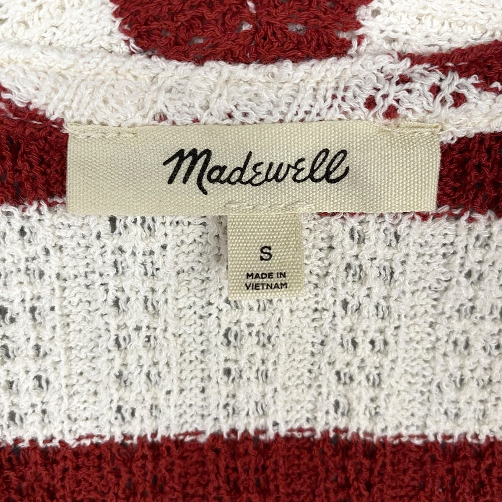 Madewell Madewell Polo Shirt Womens Small White Striped Open Knit Short Sleeve Knit Lightweight Casual Polo Size S / US 4 / IT 40 - 6 Thumbnail