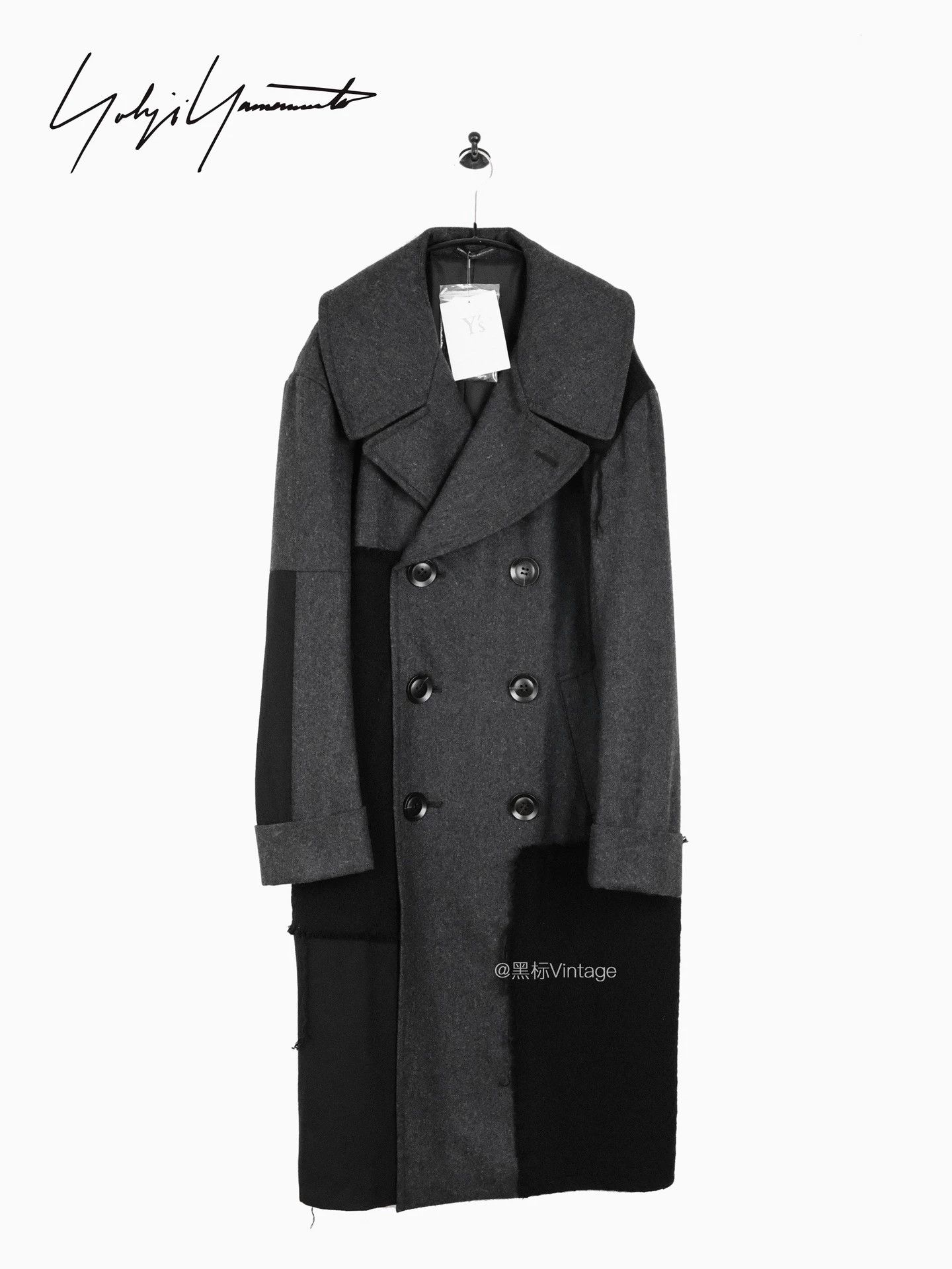 Yohji Yamamoto Yohji Yamamoto 20AW Mixed-Materials Collar Overcoat Size US S / EU 44-46 / 1 - 1 Thumbnail