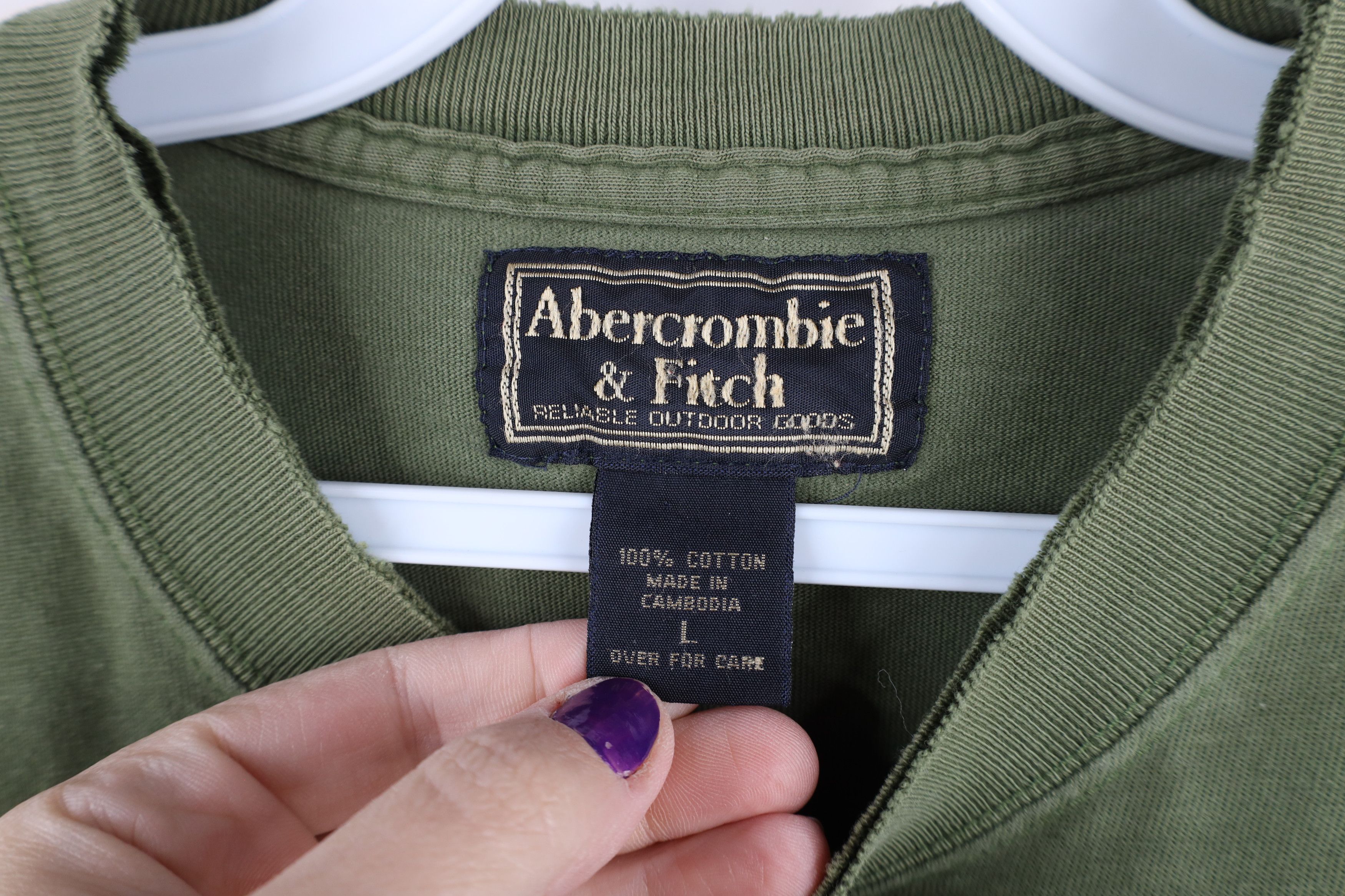 Abercrombie & Fitch × Vintage Vintage 90s Abercrombie & Fitch Long Sleeve T-Shirt Green Size US L / EU 52-54 / 3 - 7 Thumbnail