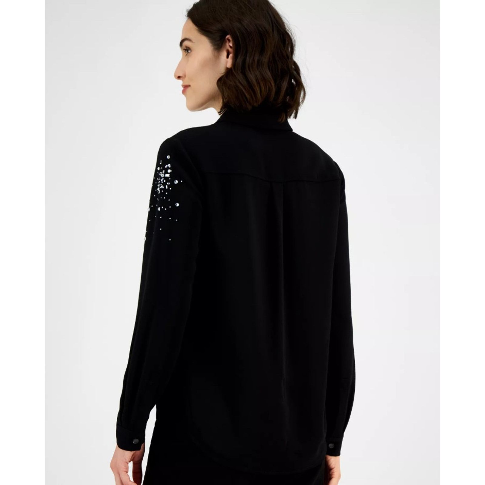 Anne Klein Anne Klein Women Embellished Button-Front Blouse Size M Size M / US 6-8 / IT 42-44 - 4 Thumbnail