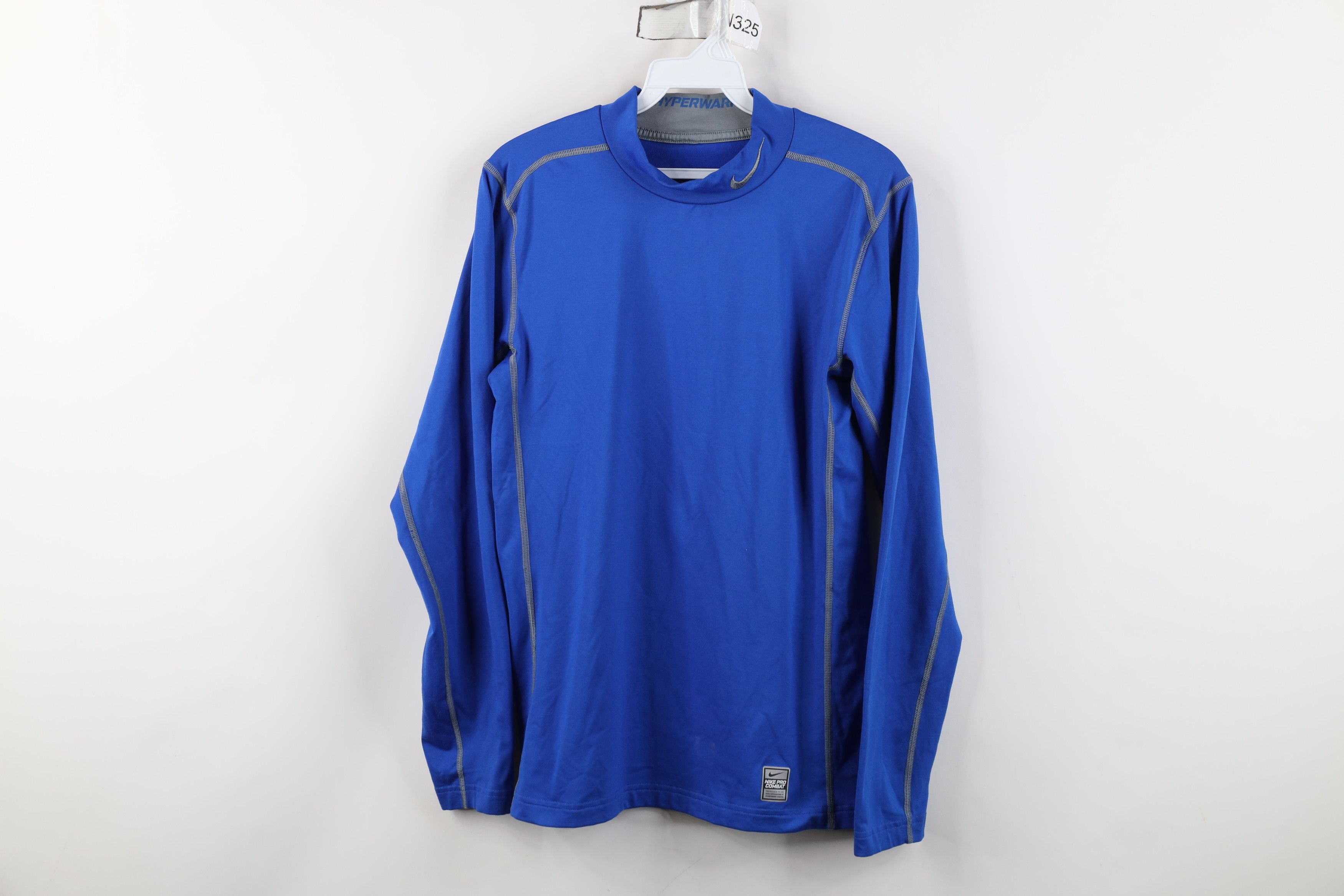 Nike Nike Pro Combat Hyperwarm Fitted Mock Neck T-Shirt Blue Size US S / EU 44-46 / 1 - 1 Thumbnail