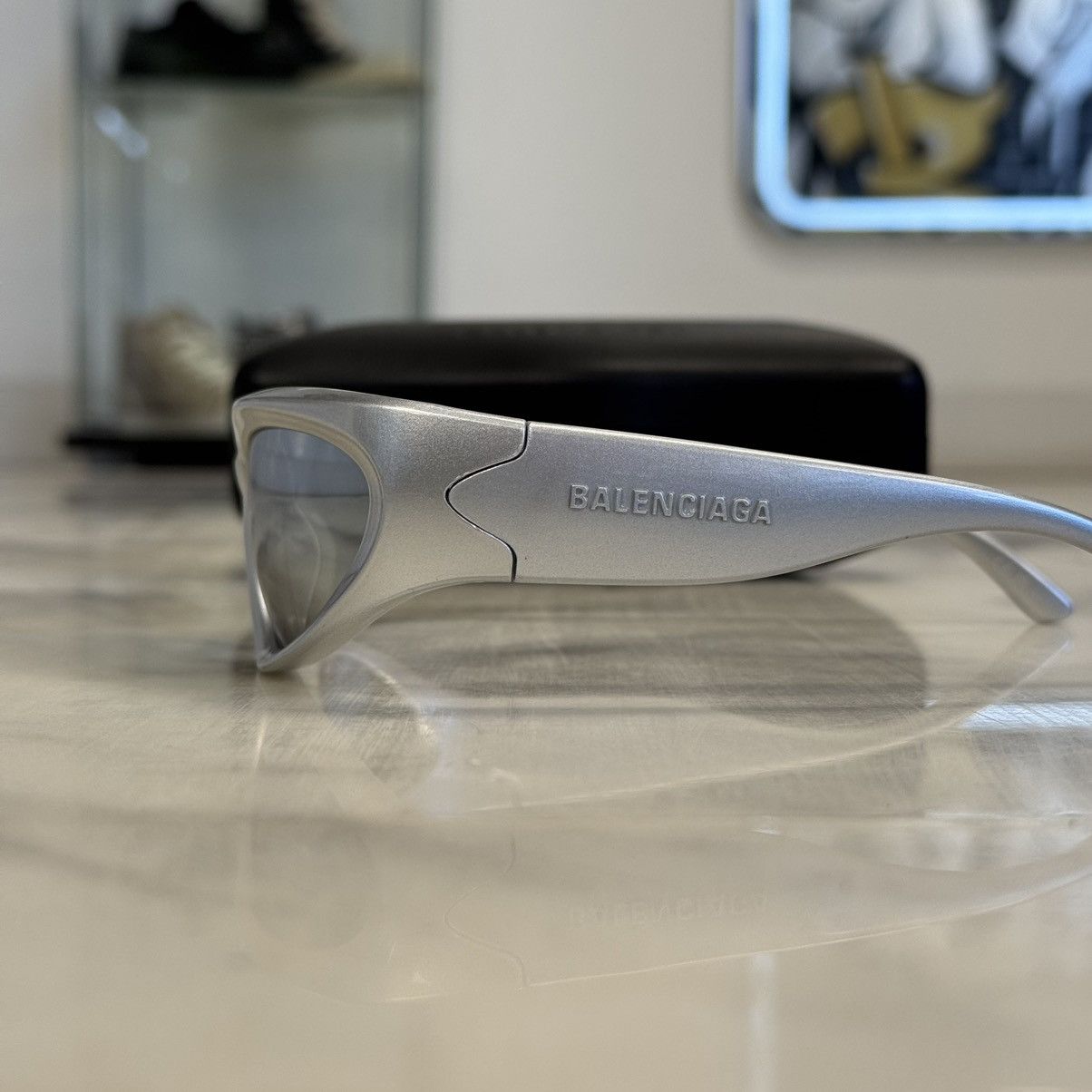 Balenciaga Balenciaga Swift Oval Sunglasses Silver Size ONE SIZE - 3 Thumbnail