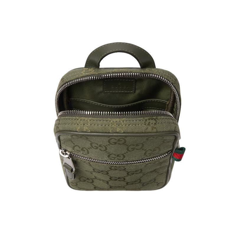 GUCCI $1490 Forest Green GG Canvas Mini Shoulder Bag New & A