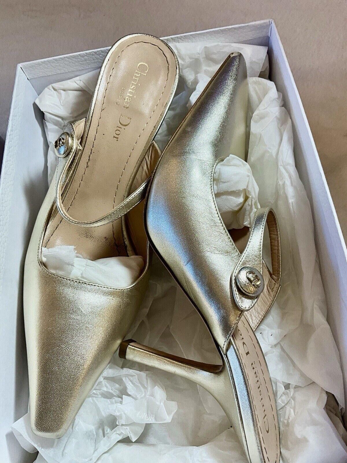 Dior Christian Dior Gold Slip On Pointed Heels Size 41 Size US 10 / IT 40 - 8 Thumbnail