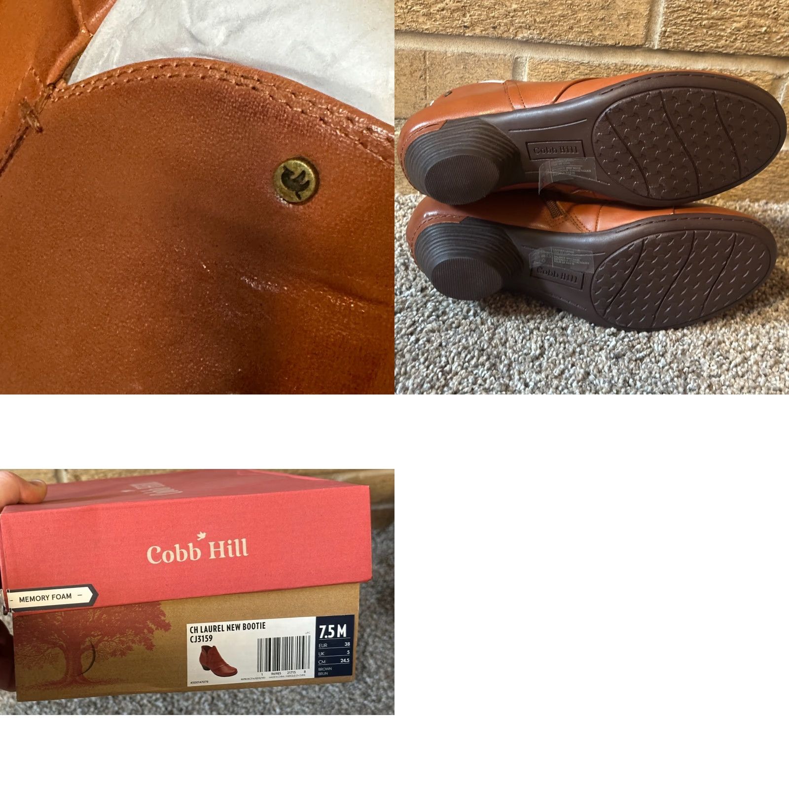 Vintage Cobb Hill Laurel Bootie Womens 7.5 Brown Leather Memory Foam Boot Shoe Size US 8 / IT 38 - 8 Thumbnail