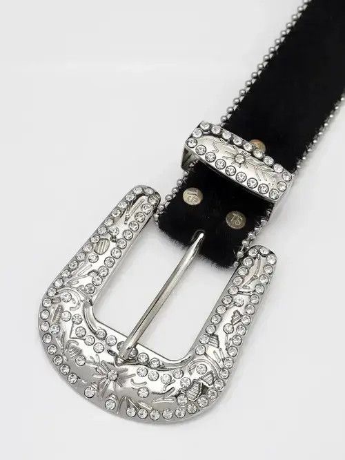 VIBE Dazzling Rhinestone Belt PU Leather Belt Size ONE SIZE - 2 Thumbnail