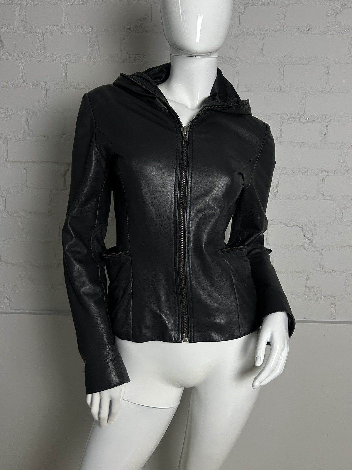 Other Insane leather fitted jacket with hood Size S / US 4 / IT 40 - 3 Thumbnail