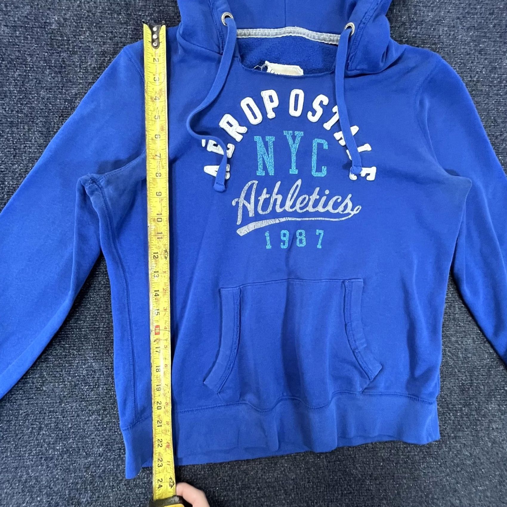 Aeropostale Aeropostale Hoodie Womens XL NYC Athletics 1987 Pullover Kangaroo Blue Royal Graphic Print Embroidered Logo Size XL / US 12-14 / IT 48-50 - 5 Thumbnail