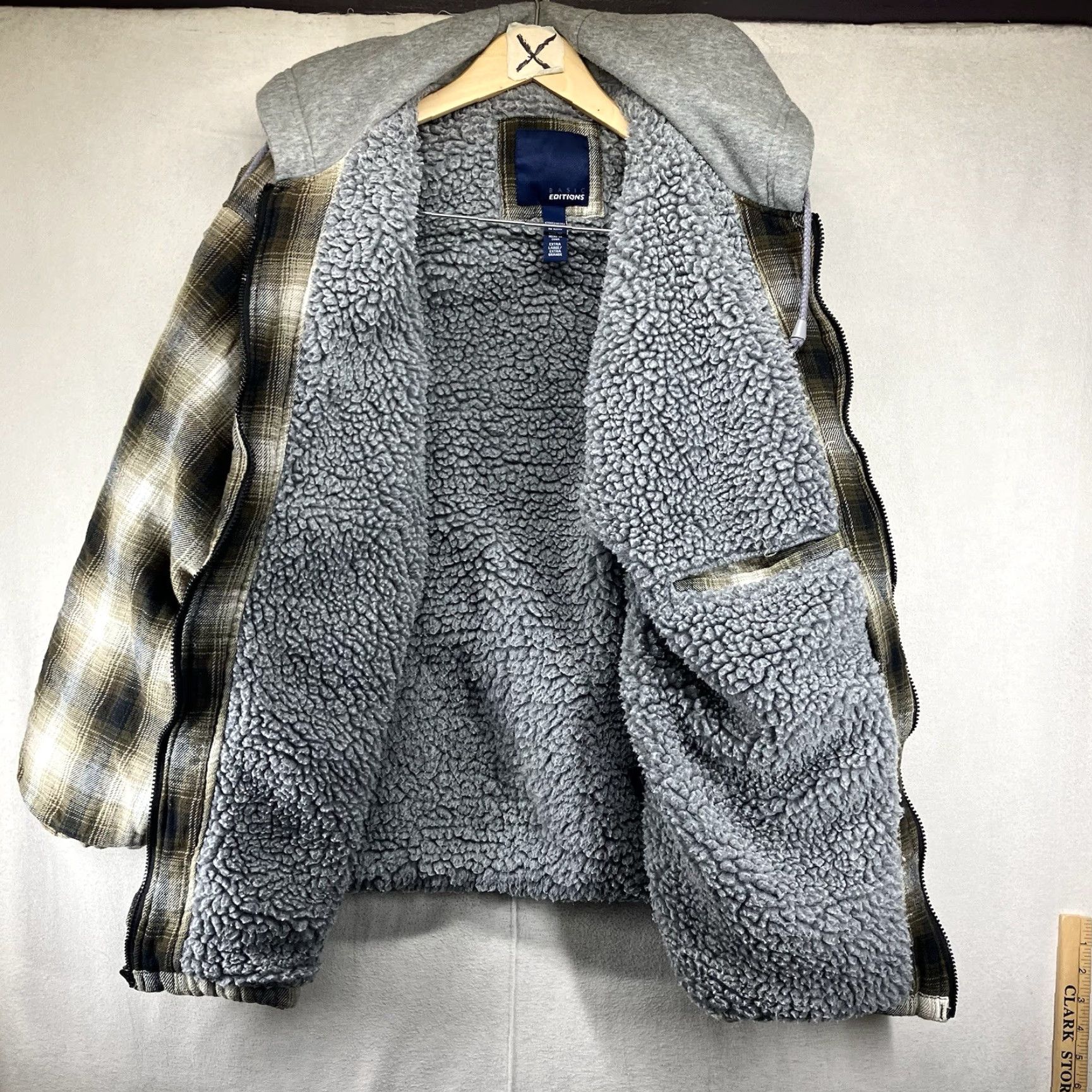 Basic Editions Vintage Basic Editions Mens 90s Hoodie XL Sherpa Lined Full Zip Brown Plaid Streetwear Snap Pocket y2k Size US XL / EU 56 / 4 - 3 Thumbnail