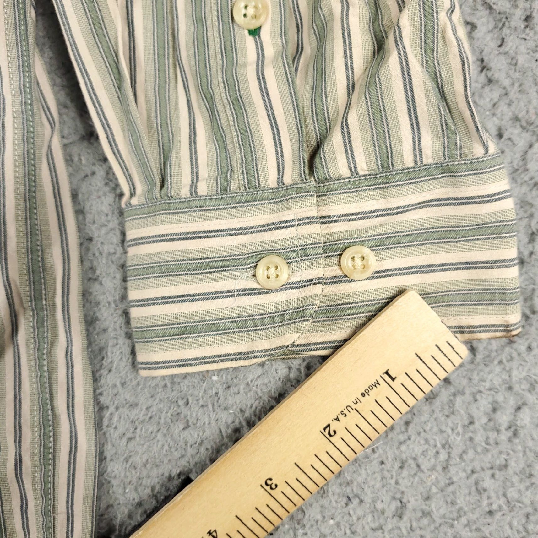 Tommy Hilfiger Tommy Hilfiger Shirt XL Beige Green Striped Button-Up Long Sleeve Stained Mens Size US XL / EU 56 / 4 - 6 Thumbnail
