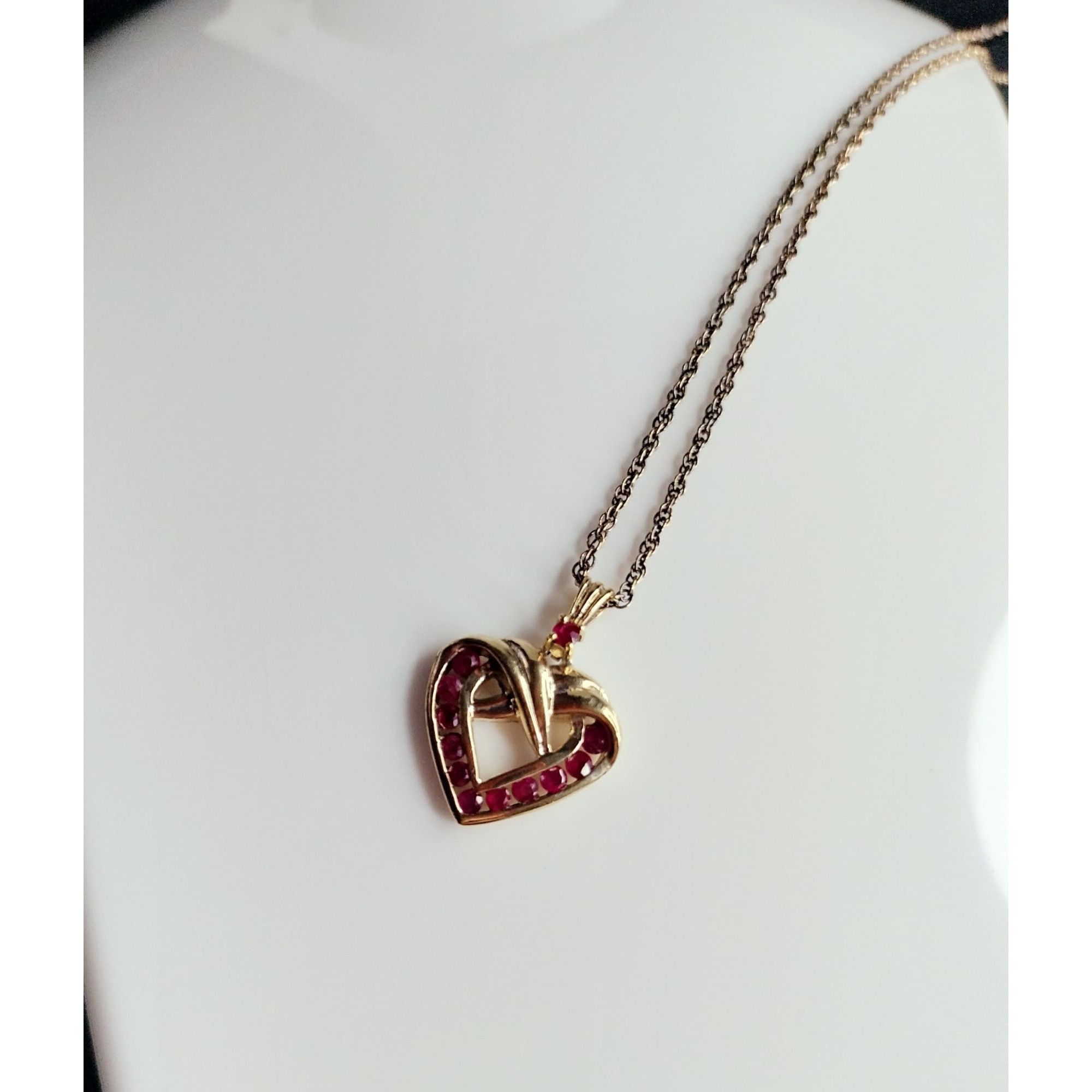 Vintage Danbury Mint Vermeil Necklace Genuine Ruby 14k Gold / Sterli Size ONE SIZE - 14 Thumbnail