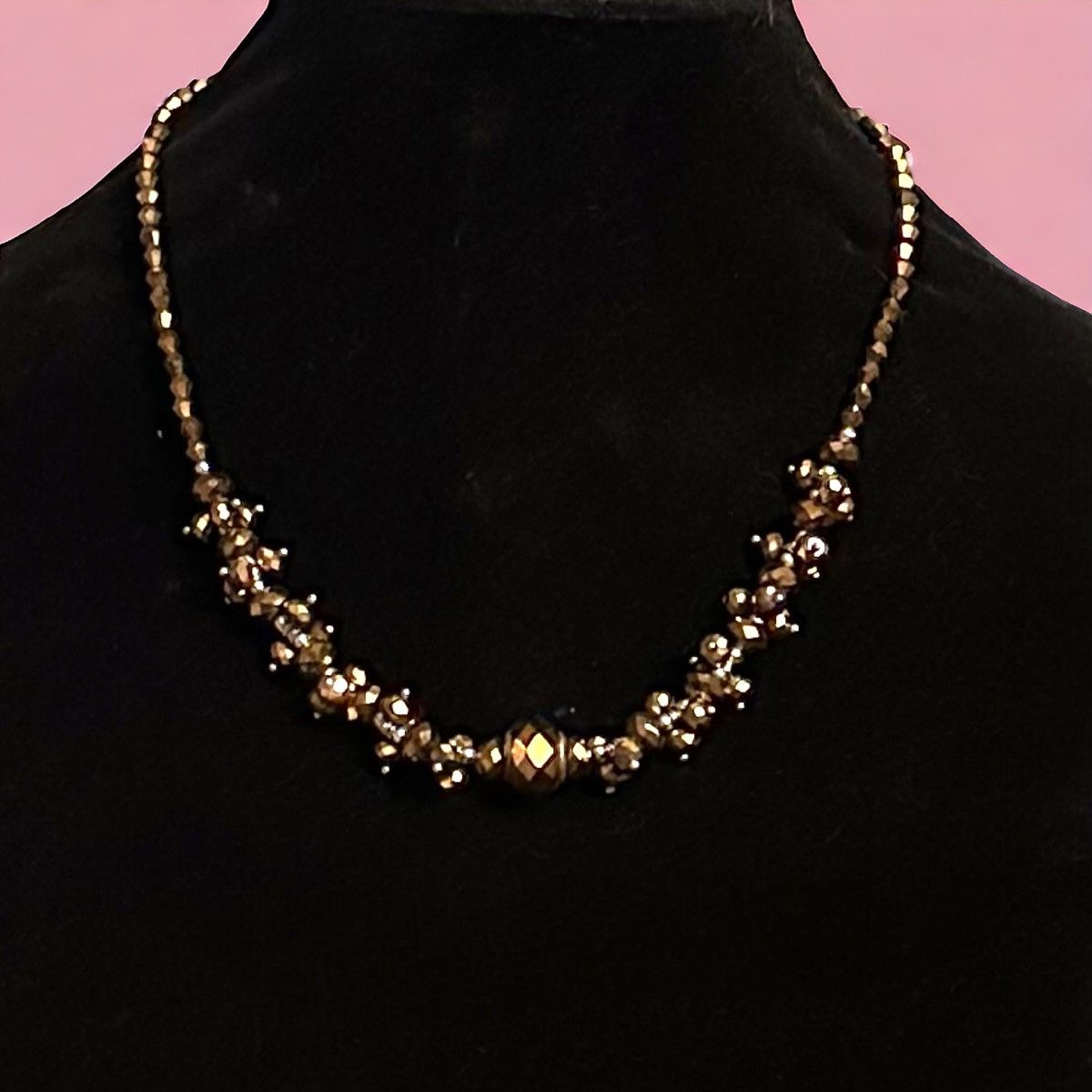 Vintage Vintage metallic gold faceted glass bead necklace Size ONE SIZE - 1 Thumbnail