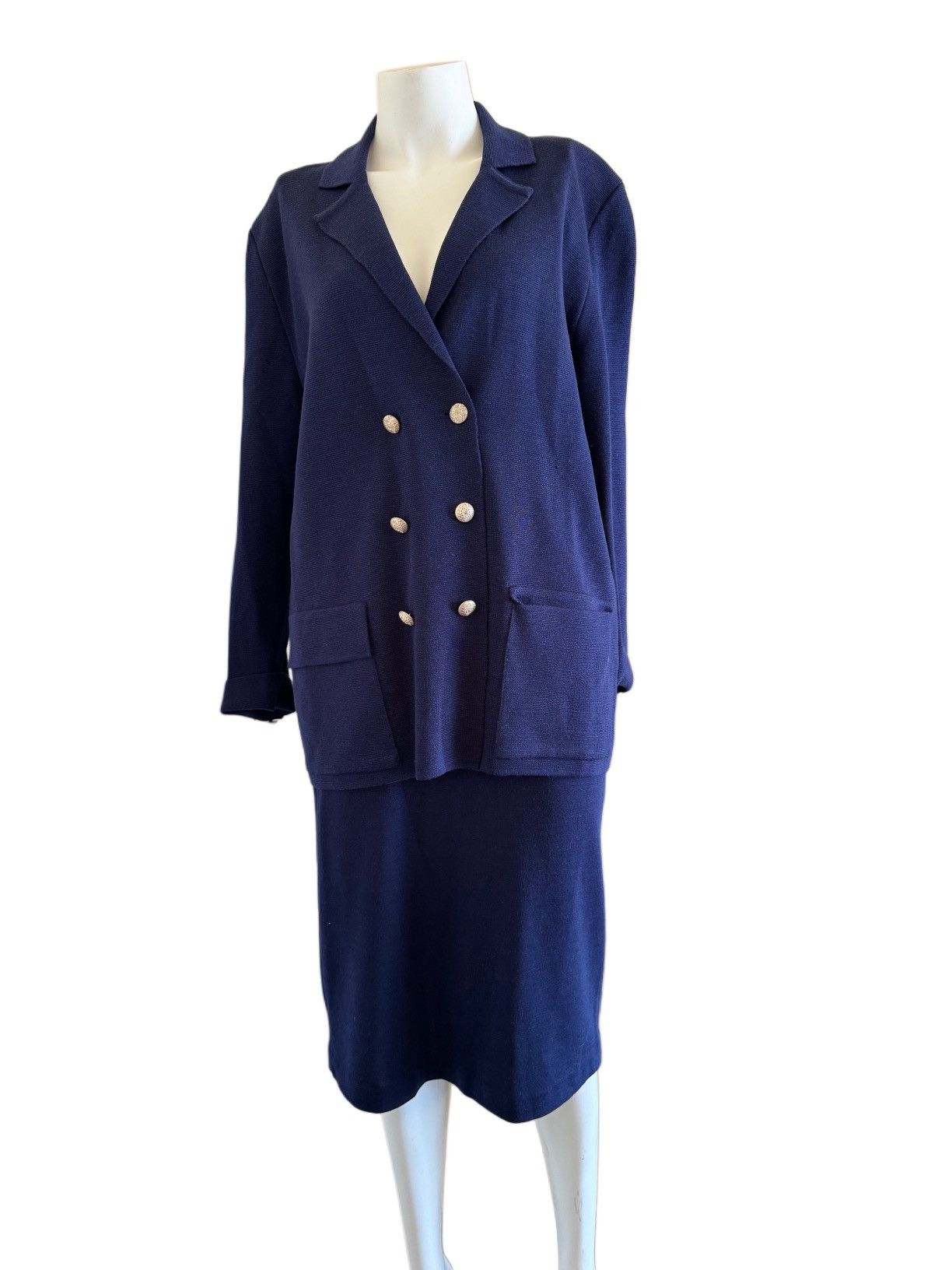 Vintage Bonnie blair navy blue blazer sweater coat skirt set 90’s Size 30" / US 8 / IT 44 - 3 Thumbnail