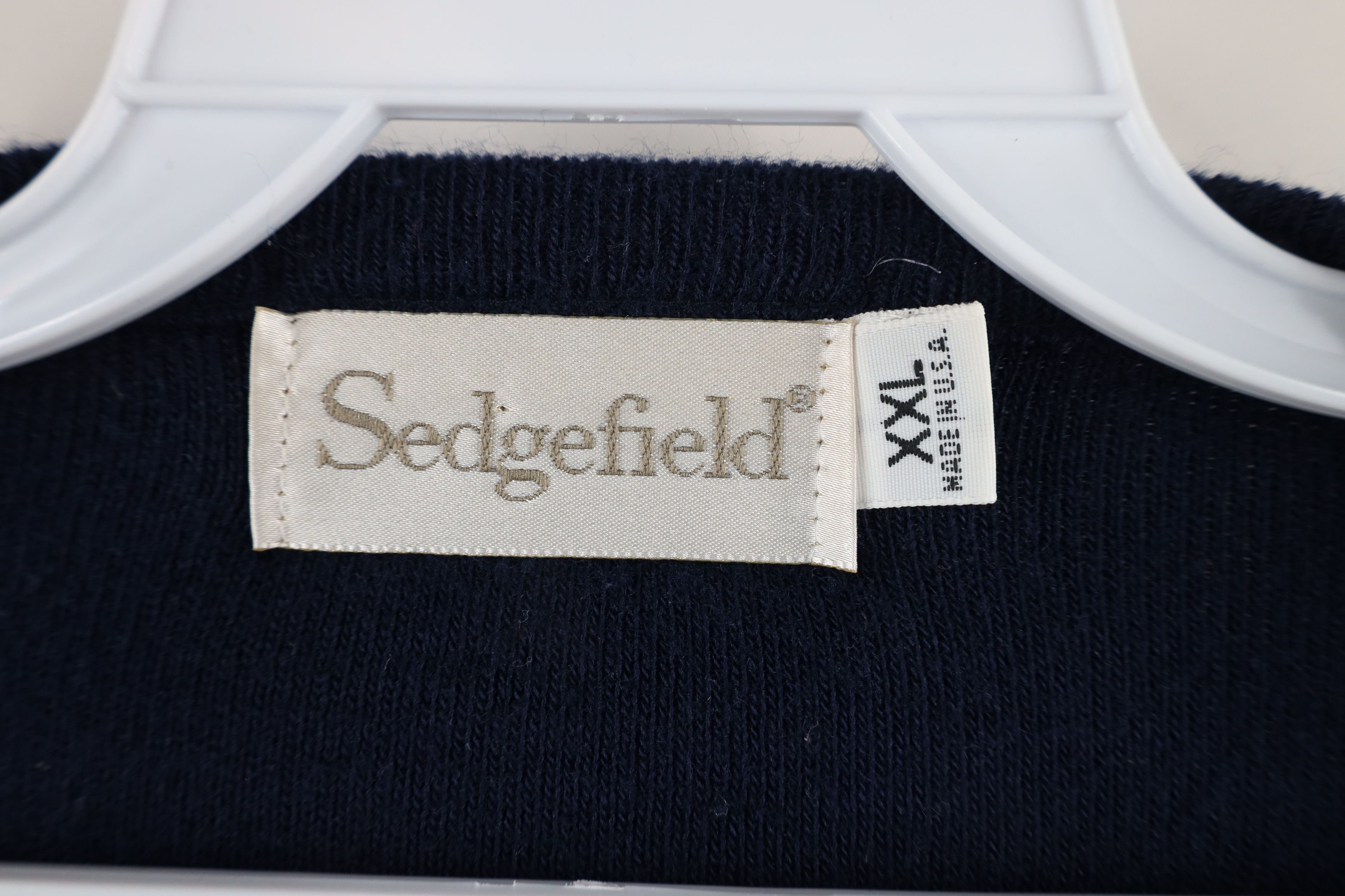 Vintage Vintage 90s Streetwear Knit V-Neck Sweater Navy Blue USA Size US XXL / EU 58 / 5 - 4 Thumbnail