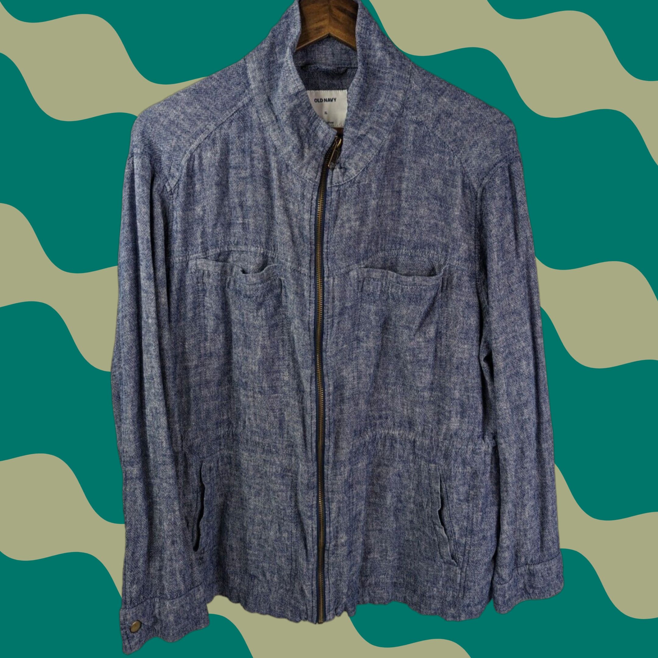 Old Navy Old Navy Women's Linen Blend Utility Jacket Adjustable Waist Chambray Blue Sz XL Size XL / US 12-14 / IT 48-50 - 1 Thumbnail