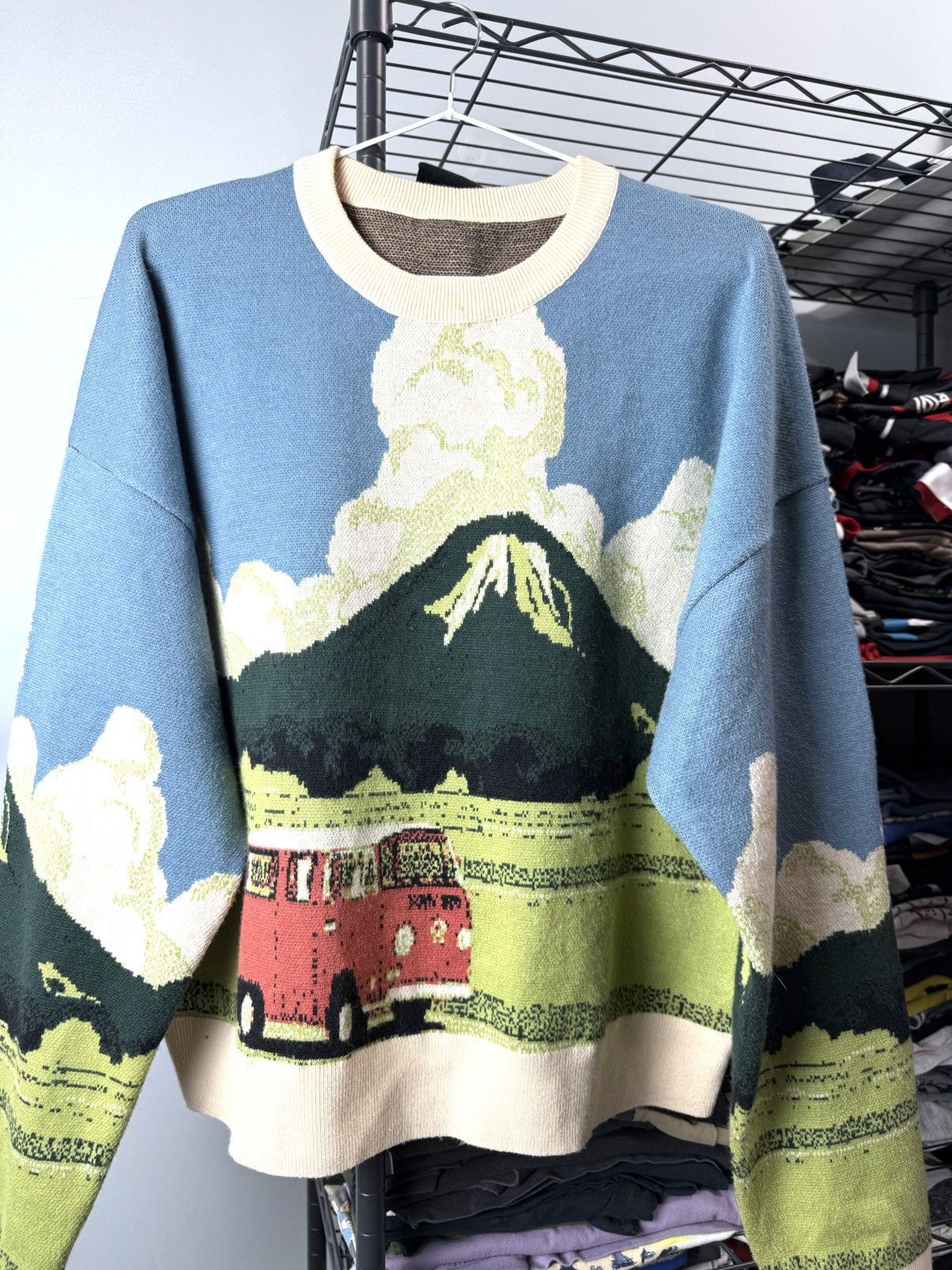 Arts & Science Vintage Full Painting All Over Sweater Car In Mountains Size US M / EU 48-50 / 2 - 2 Thumbnail
