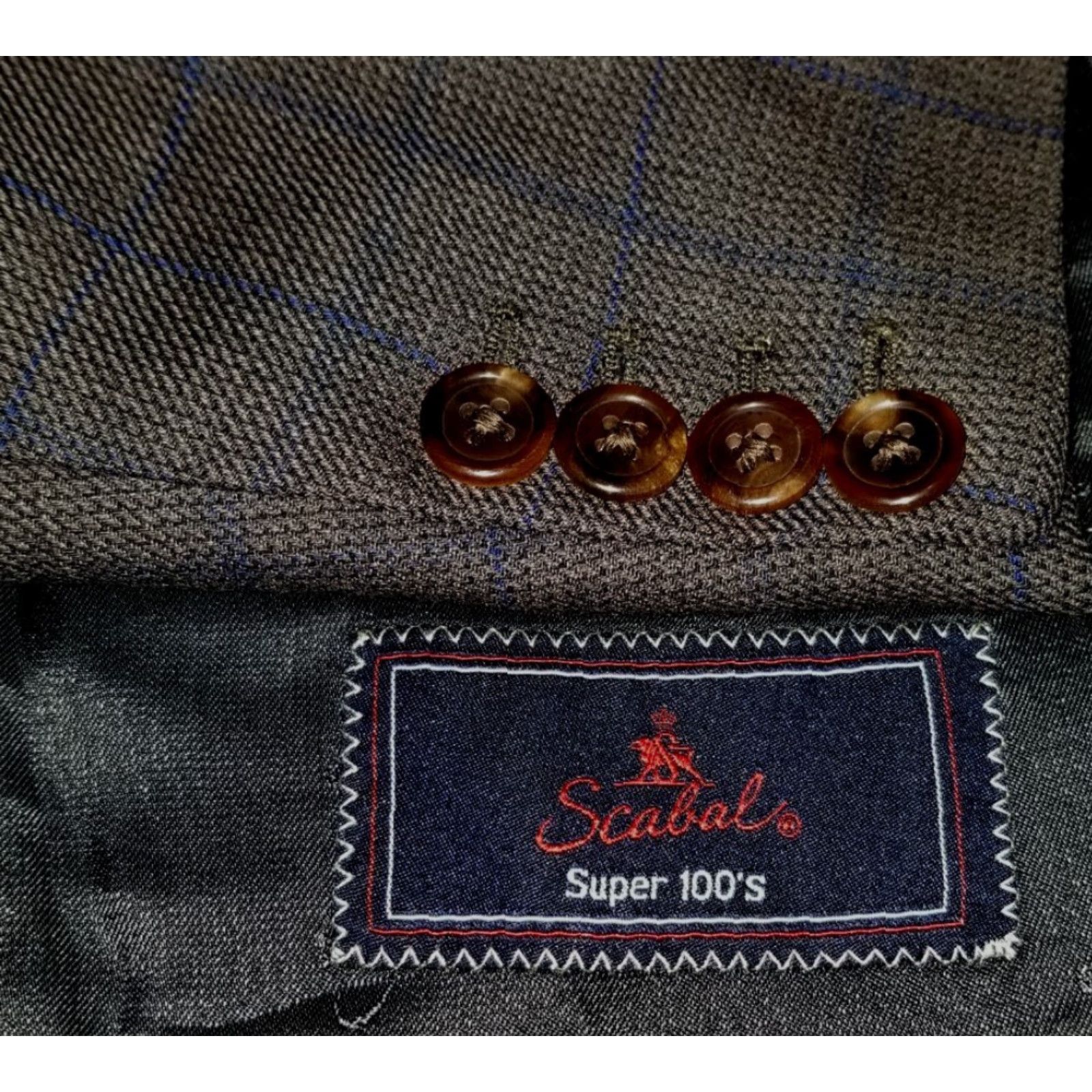 Vintage VINTAGE Scabal Sport Coat Jacket Two Button Single-Breasted Wool Brown Blue Check Notch Lapel 46R 46S Regular Mens Size US S / EU 44-46 / 1 - 5 Thumbnail