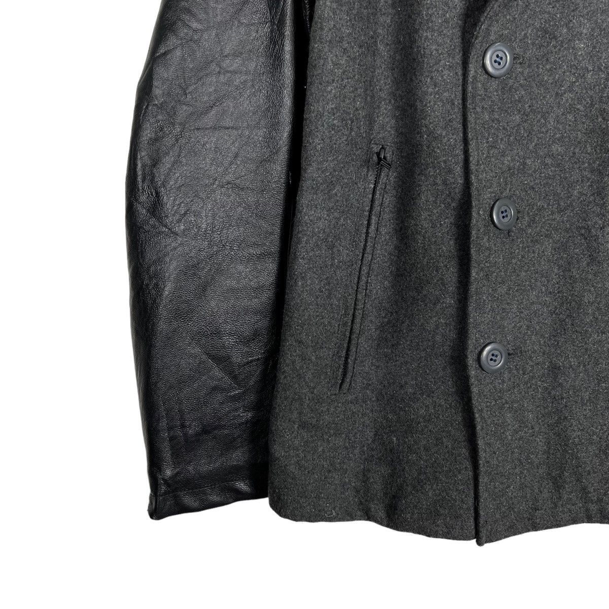 Japanese Brand 🔥 TOKISHIRAZU PEACOAT LEATJER SLEEVE Size US M / EU 48-50 / 2 - 4 Thumbnail