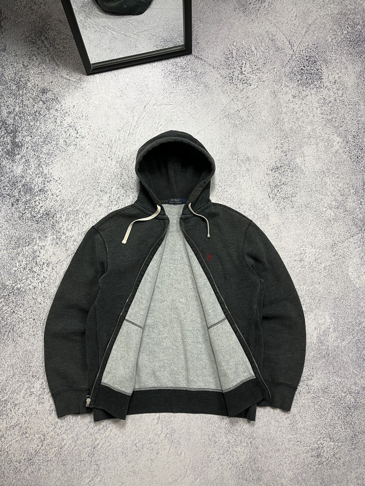Polo Ralph Lauren × Ralph Lauren Polo Ralph Lauren Grey Zip Up Hoodie Red Pony Hype PRL Y2K Size US L / EU 52-54 / 3 - 9 Thumbnail