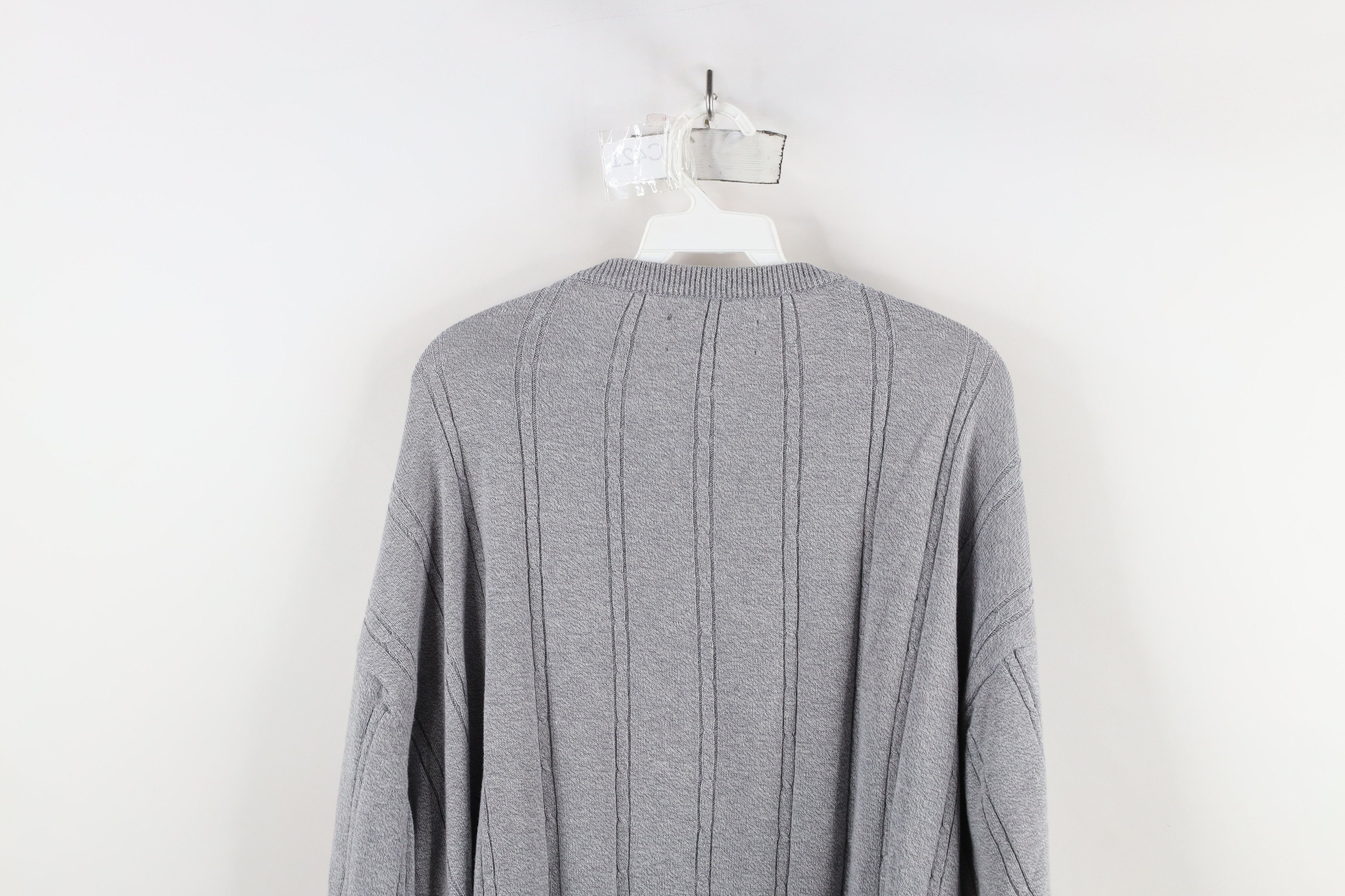 Vintage Vintage 90s Streetwear Blank Cotton Cable Knit Sweater Gray Size US L / EU 52-54 / 3 - 9 Thumbnail