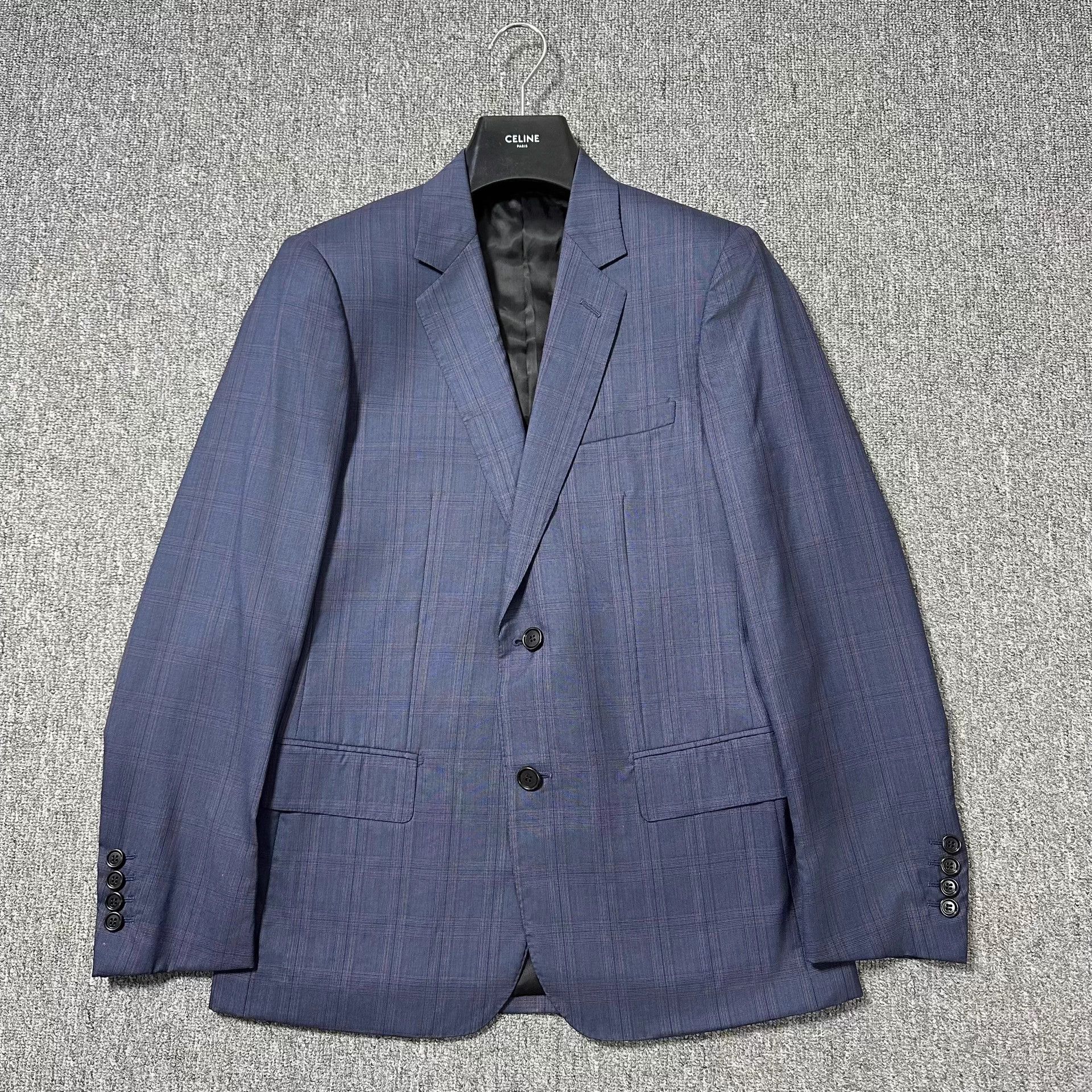 Dior Dior Midnight Blue Purple Tint Check Suit 46 Size 46R - 1 Thumbnail