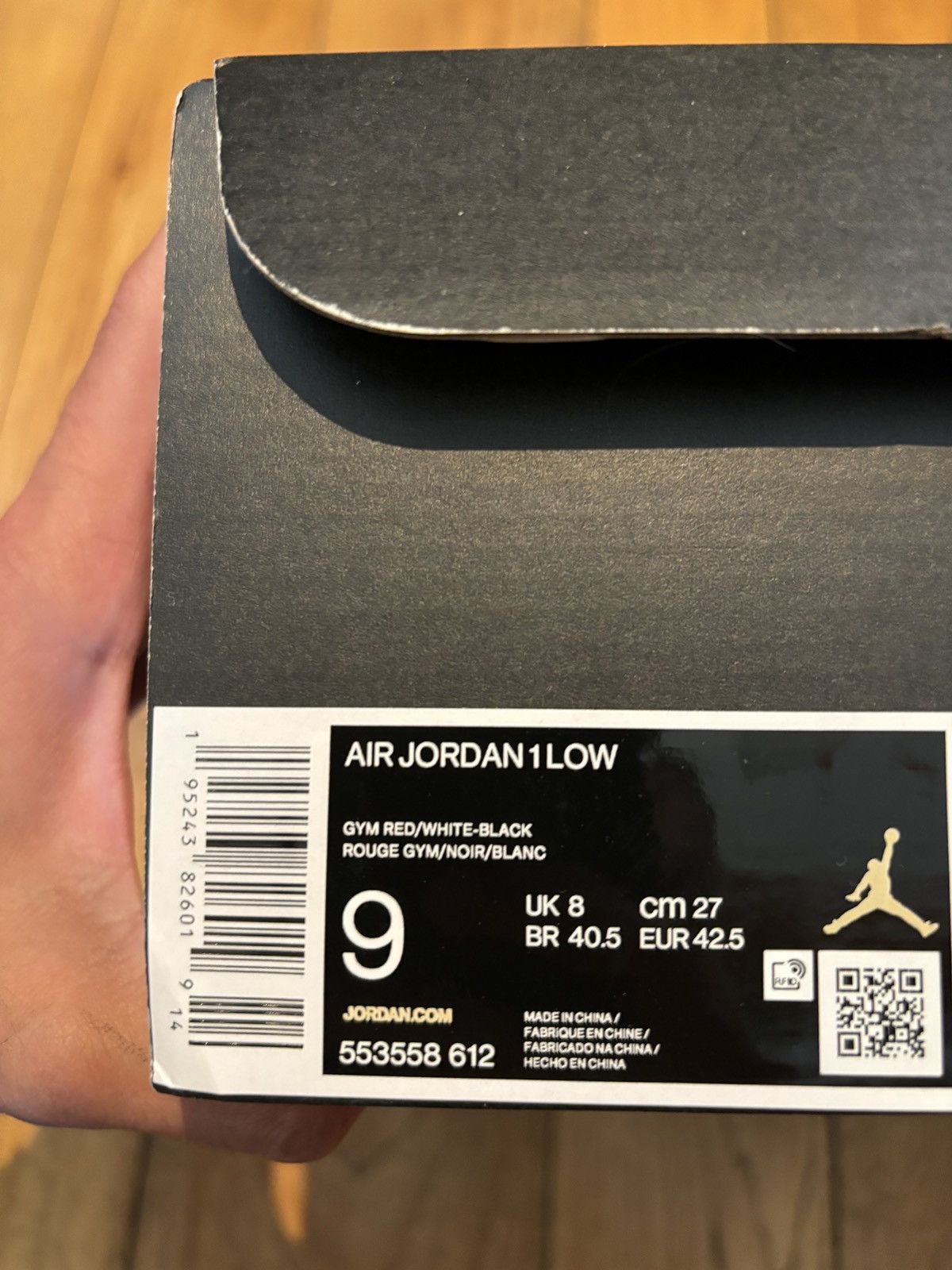 Jordan Brand × Nike Jordan 1 Low Bred Toe Gym Red Size US 9 / EU 42 - 9 Thumbnail