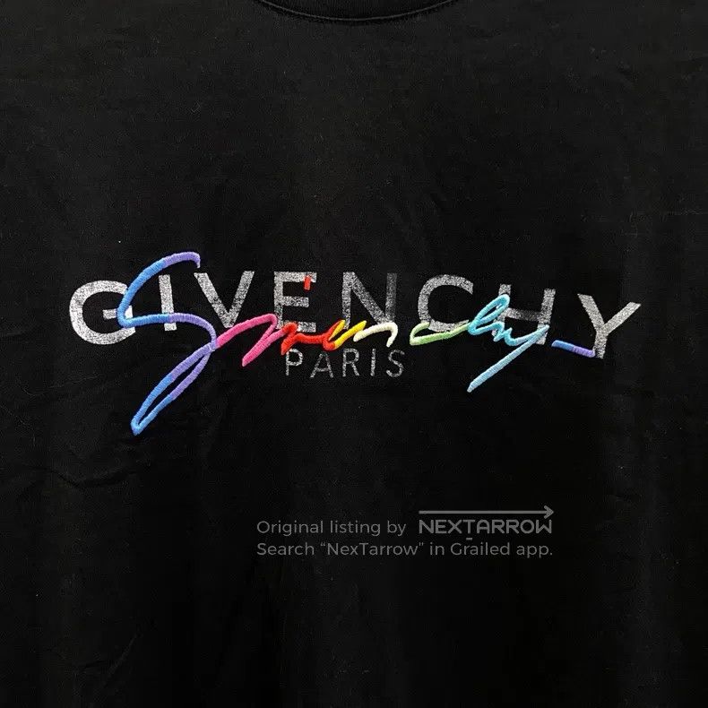 Givenchy Givenchy Black Motto Embroidered Short Sleeve, Size M Size US M / EU 48-50 / 2 - 4 Thumbnail