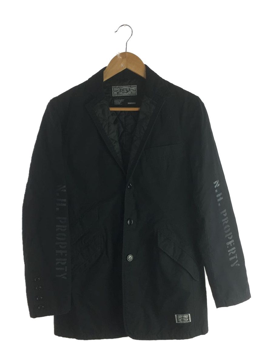 Jacket Cotton 3 Button Printed Flap Pocket Black